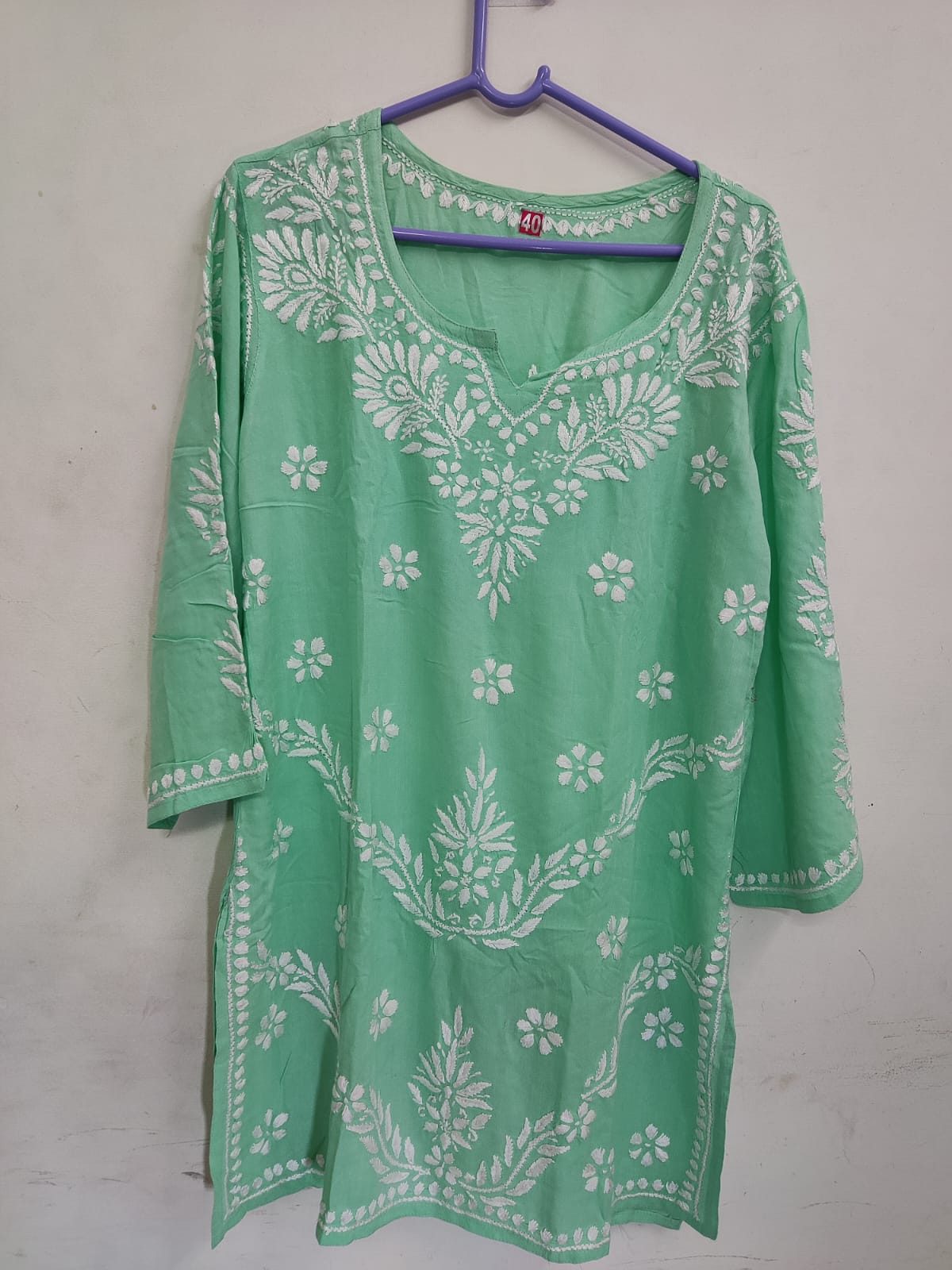 Green floral embroidered Rayon Cord Set