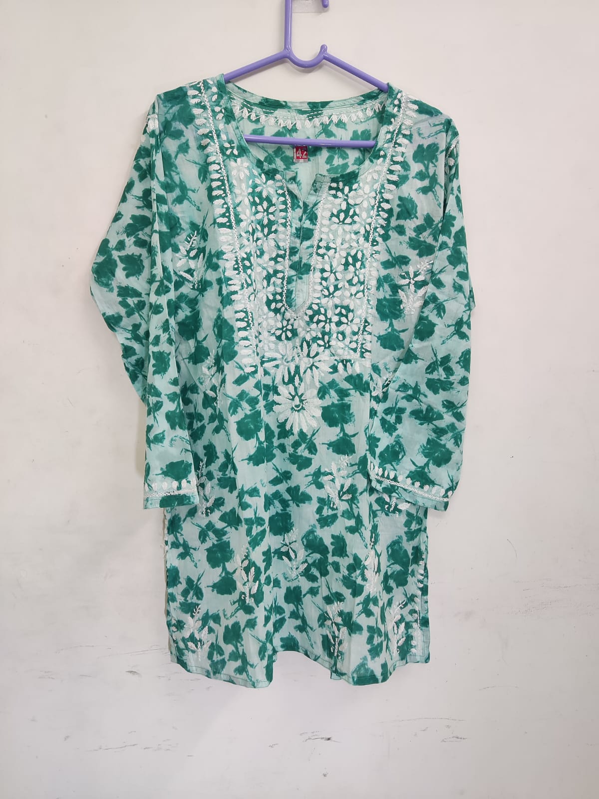 Green Floral Lucknowi Kurti