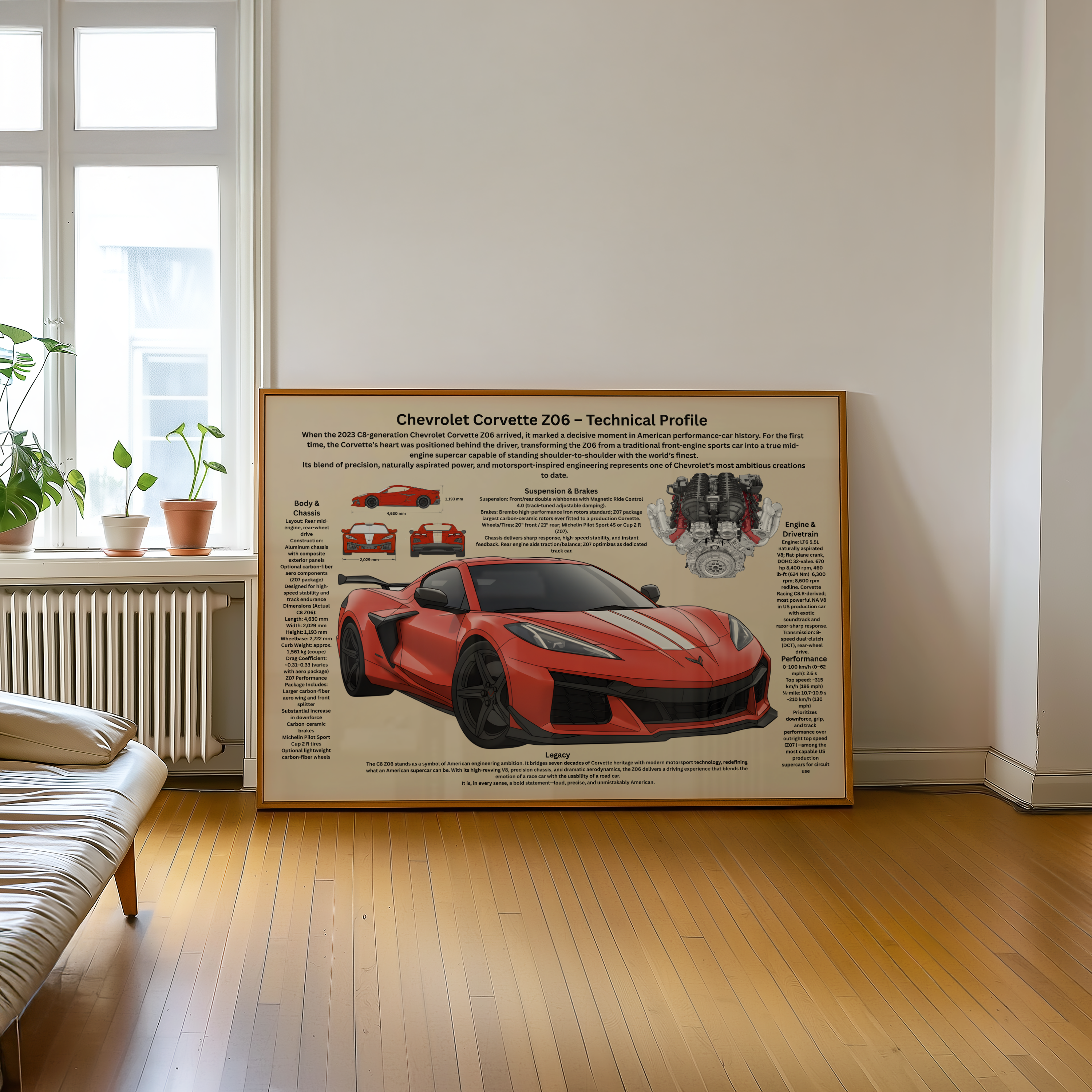 A2 Poster Modern Superbil – Teknisk Prestandaillustration