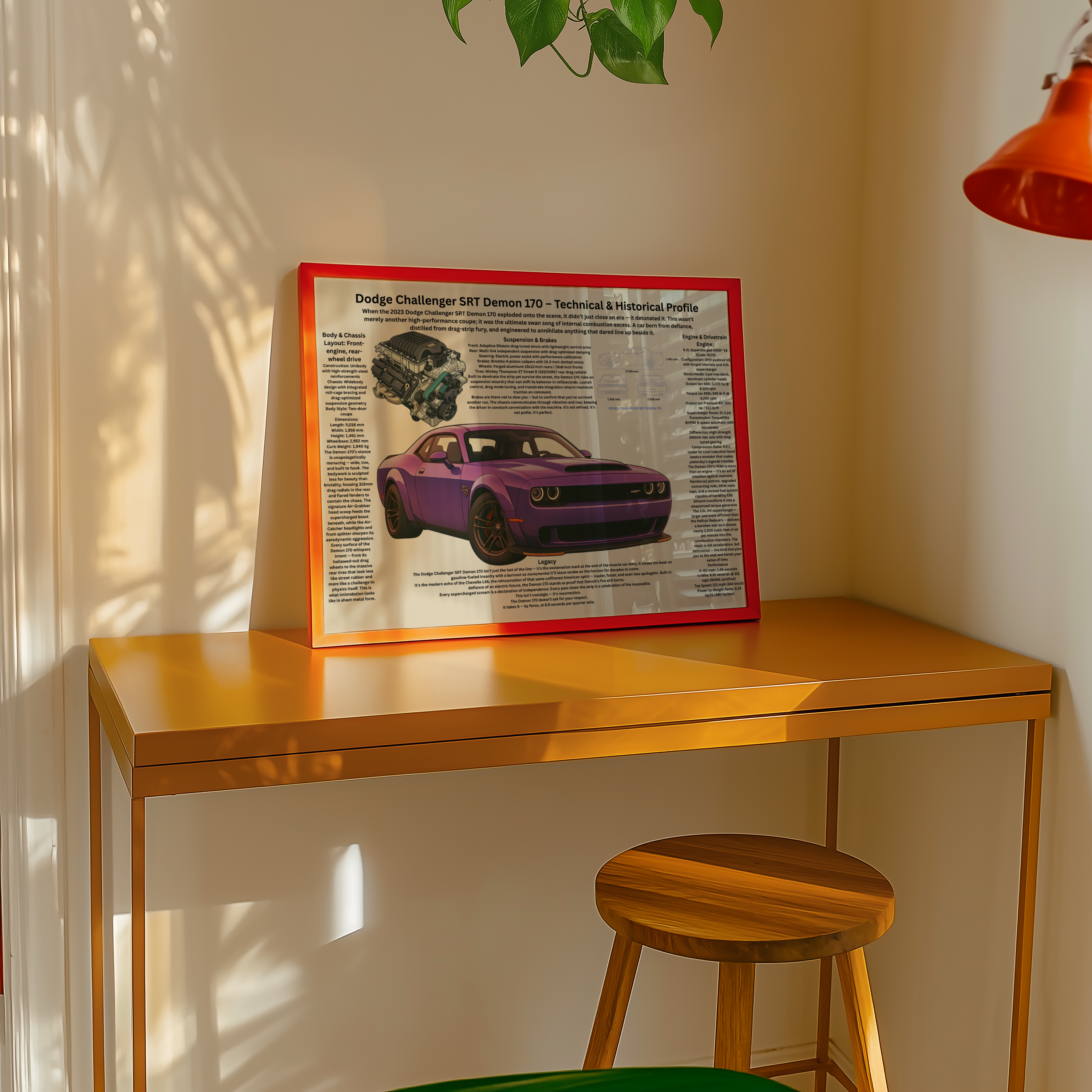 A3 Poster Extrem Muskelbil – Teknisk Motorsportillustration