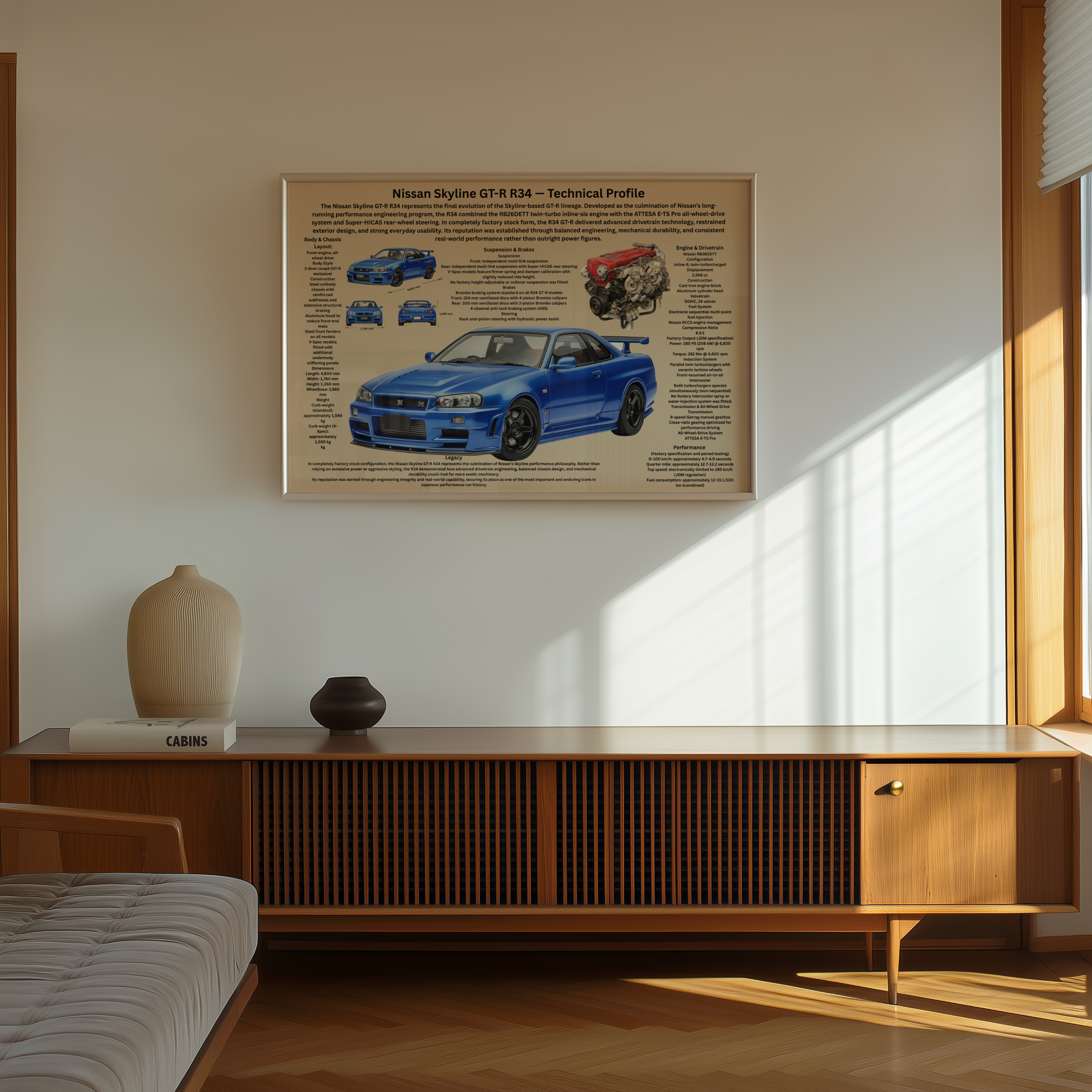 A3 Poster Nissan Skyline GT-R R34