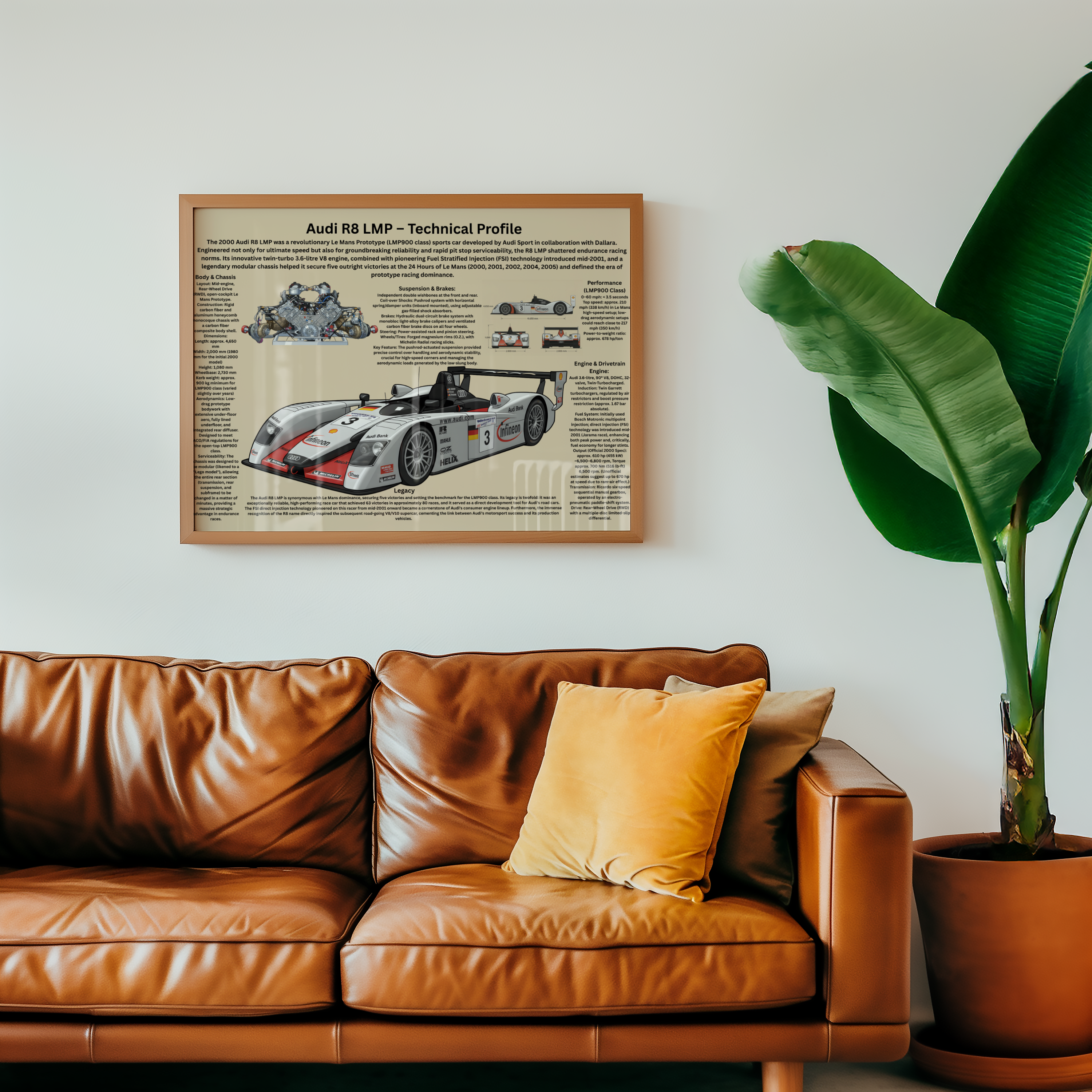 A3 Poster Vintage Prototyp Racerbil – Teknisk Motorsportillustration & Klassisk Racingposter