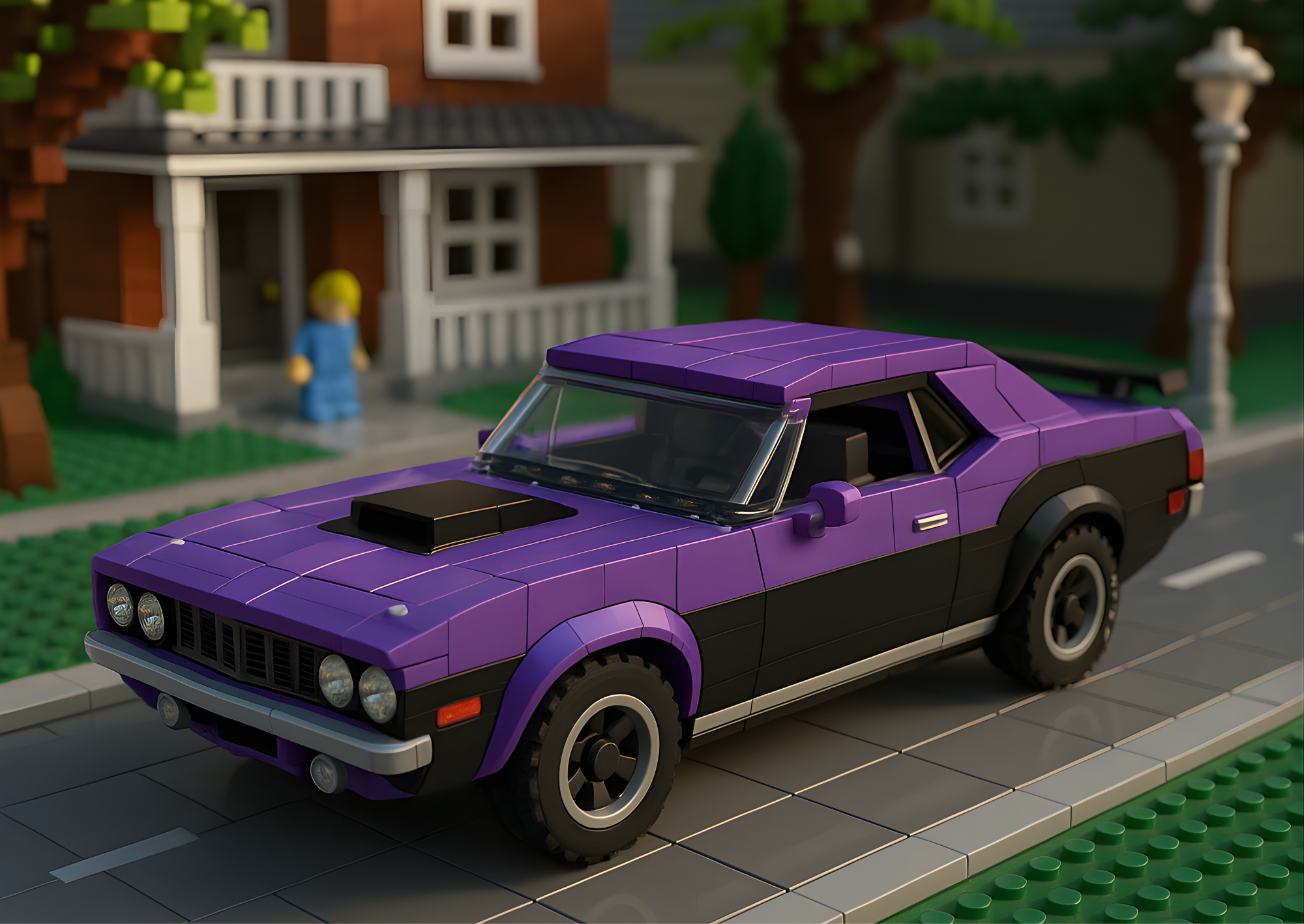 A3 Poster Lego bil – Plymouth Barracuda