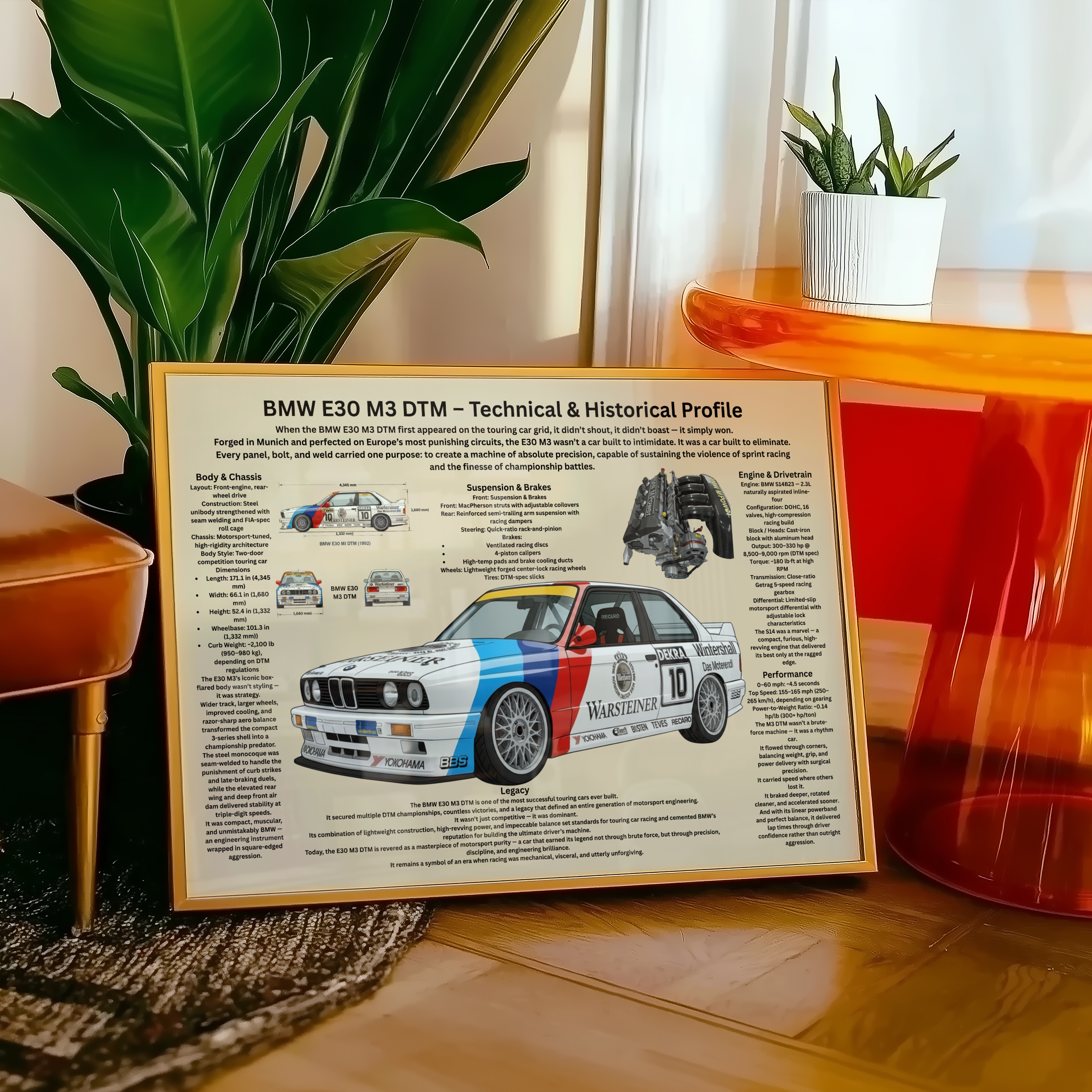 A2 Poster Klassisk Touringcar – Teknisk Motorsportillustration