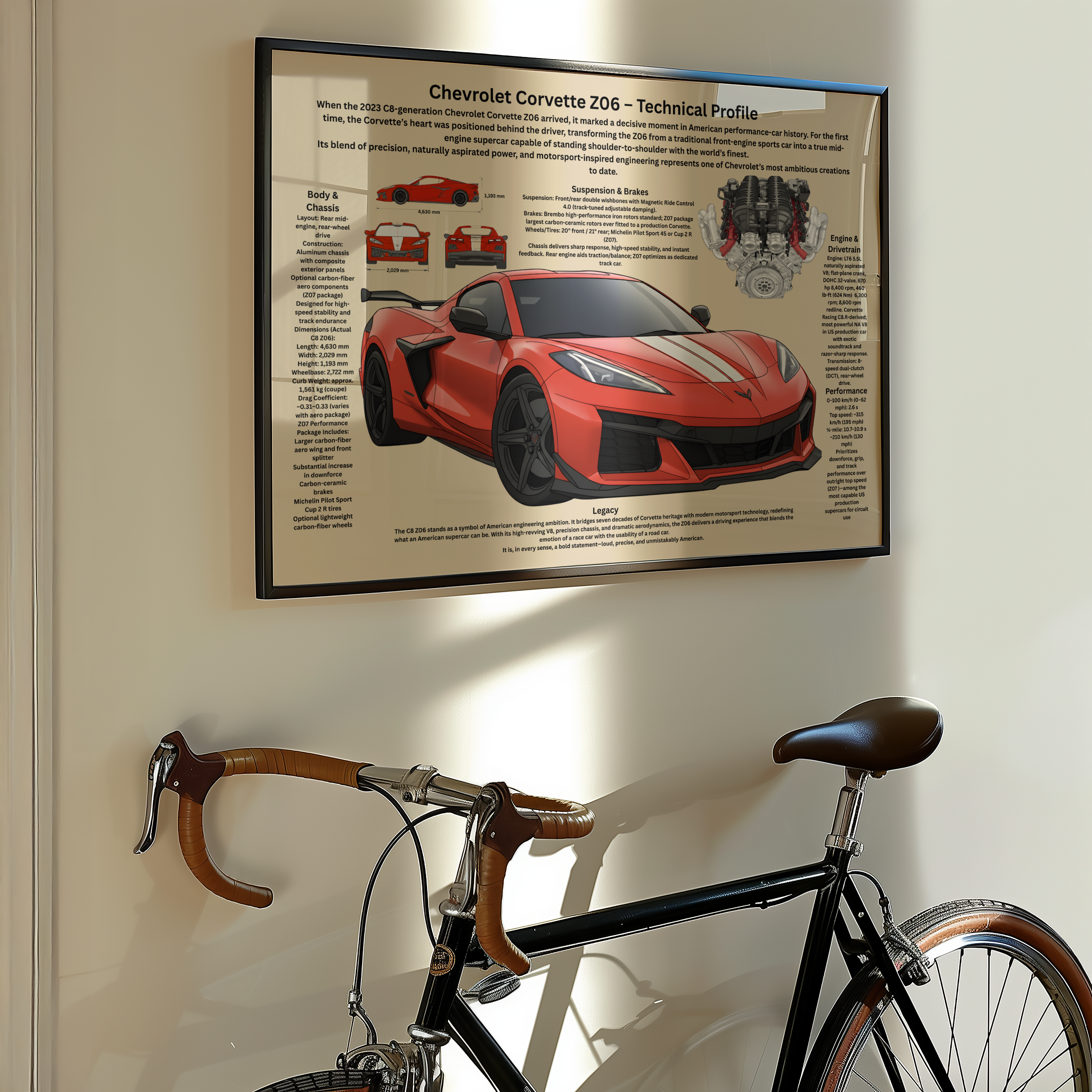 A2 Poster Modern Superbil – Teknisk Prestandaillustration