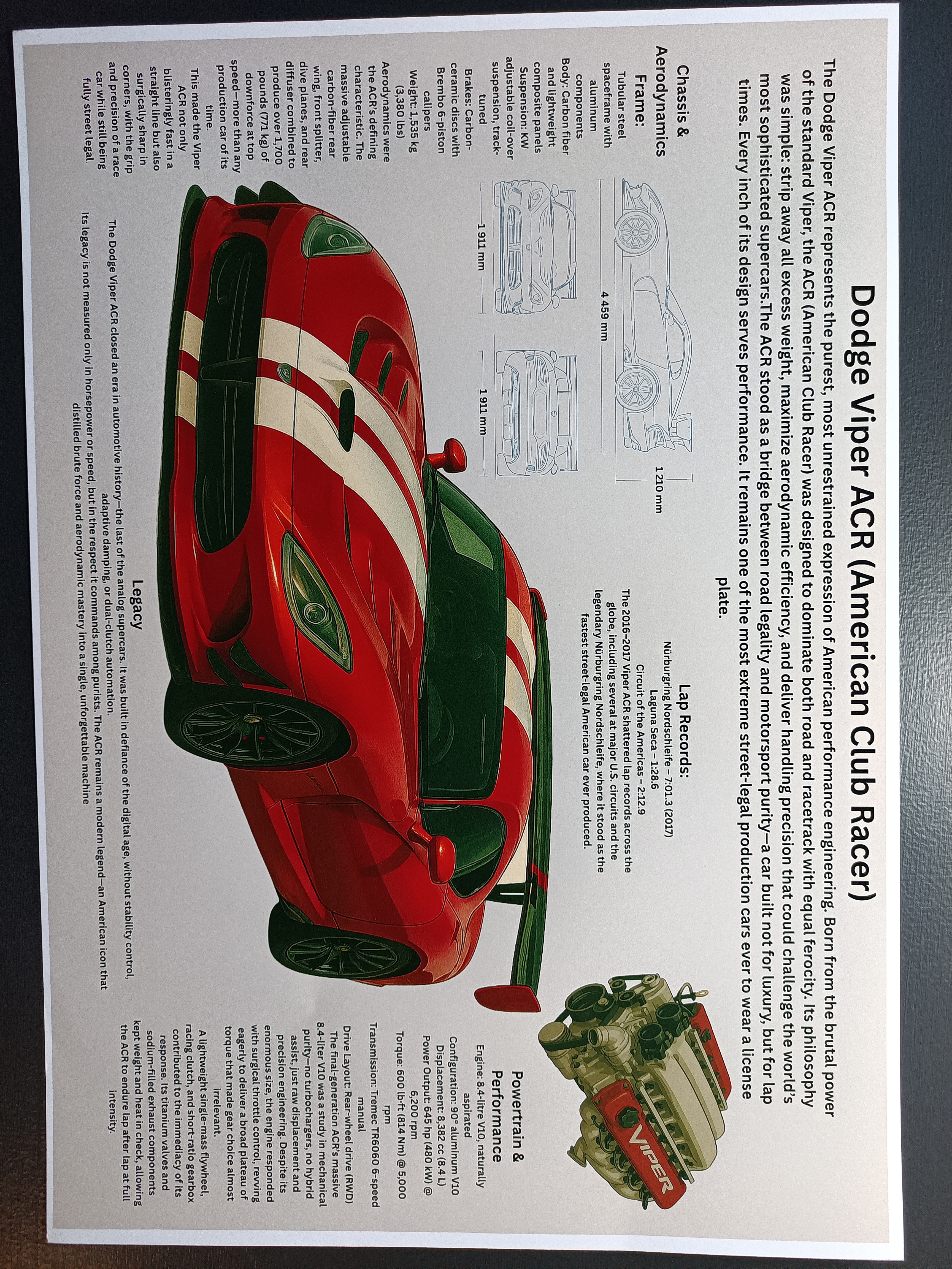 Dodge Viper ACR (American Club Racer) - Affischer A3