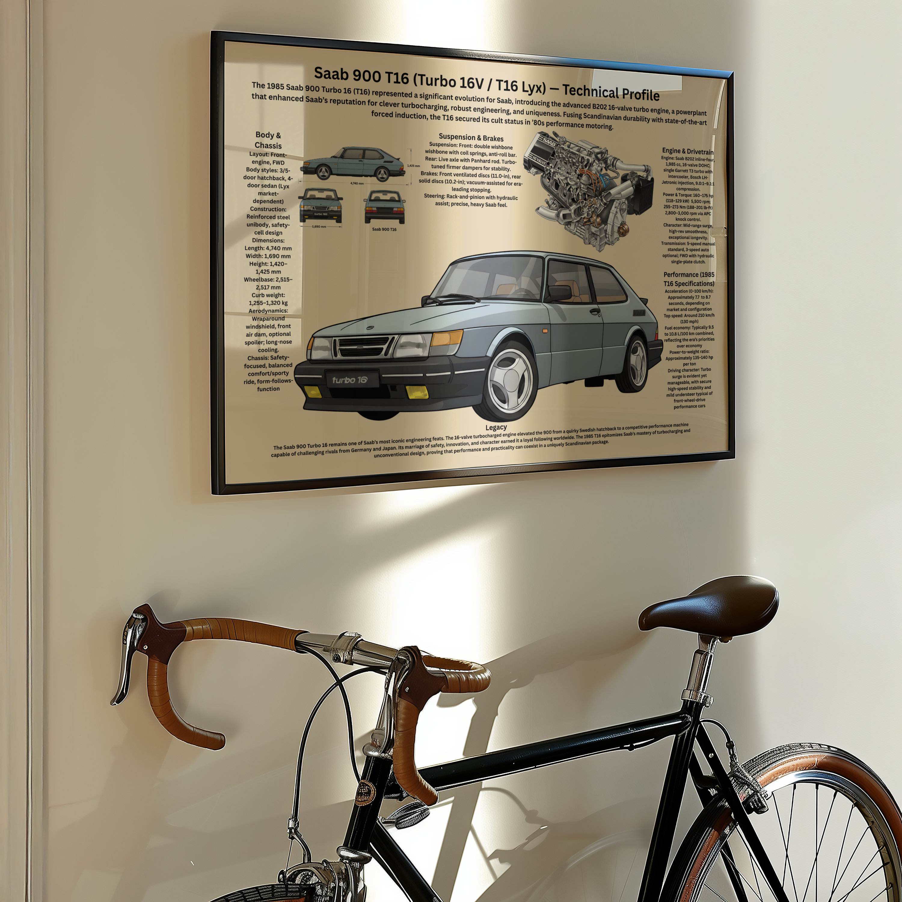 A2 Poster Klassisk Turbohalvkombi – Teknisk Bilillustration