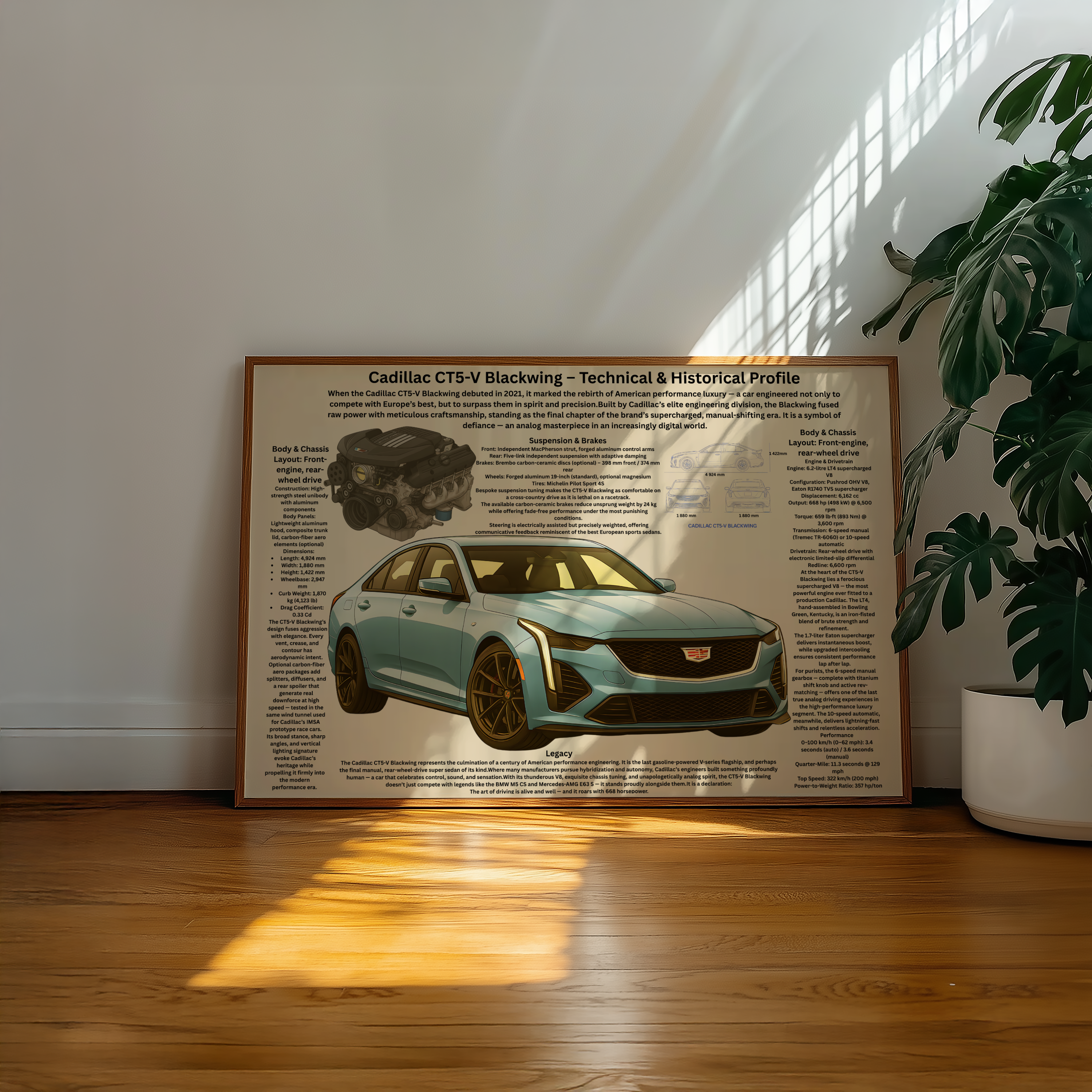 A2 Poster Prestandasedan – Teknisk Motorsportillustration