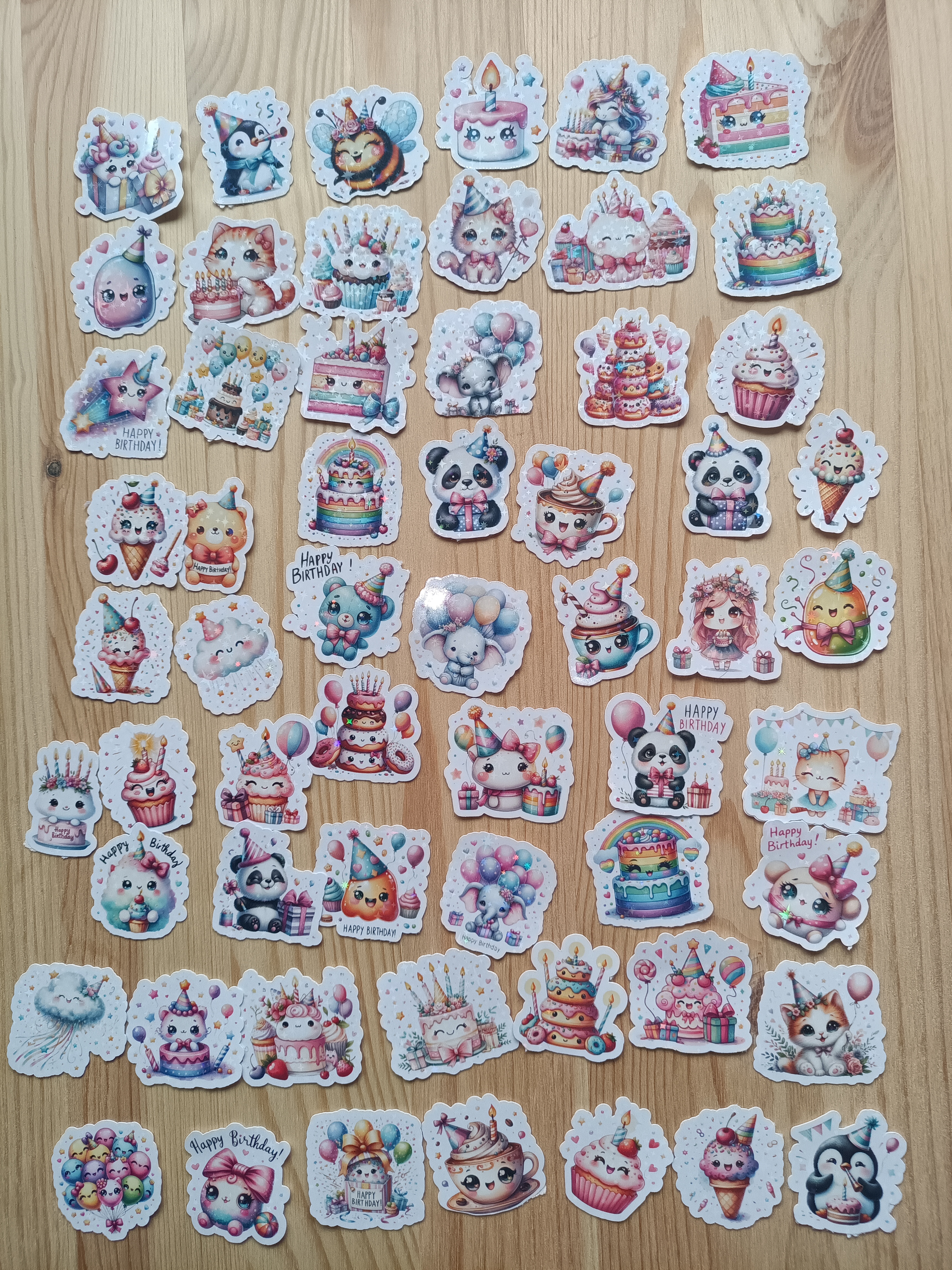 Söta djur och födelsedagsklistermärken - 59 st.