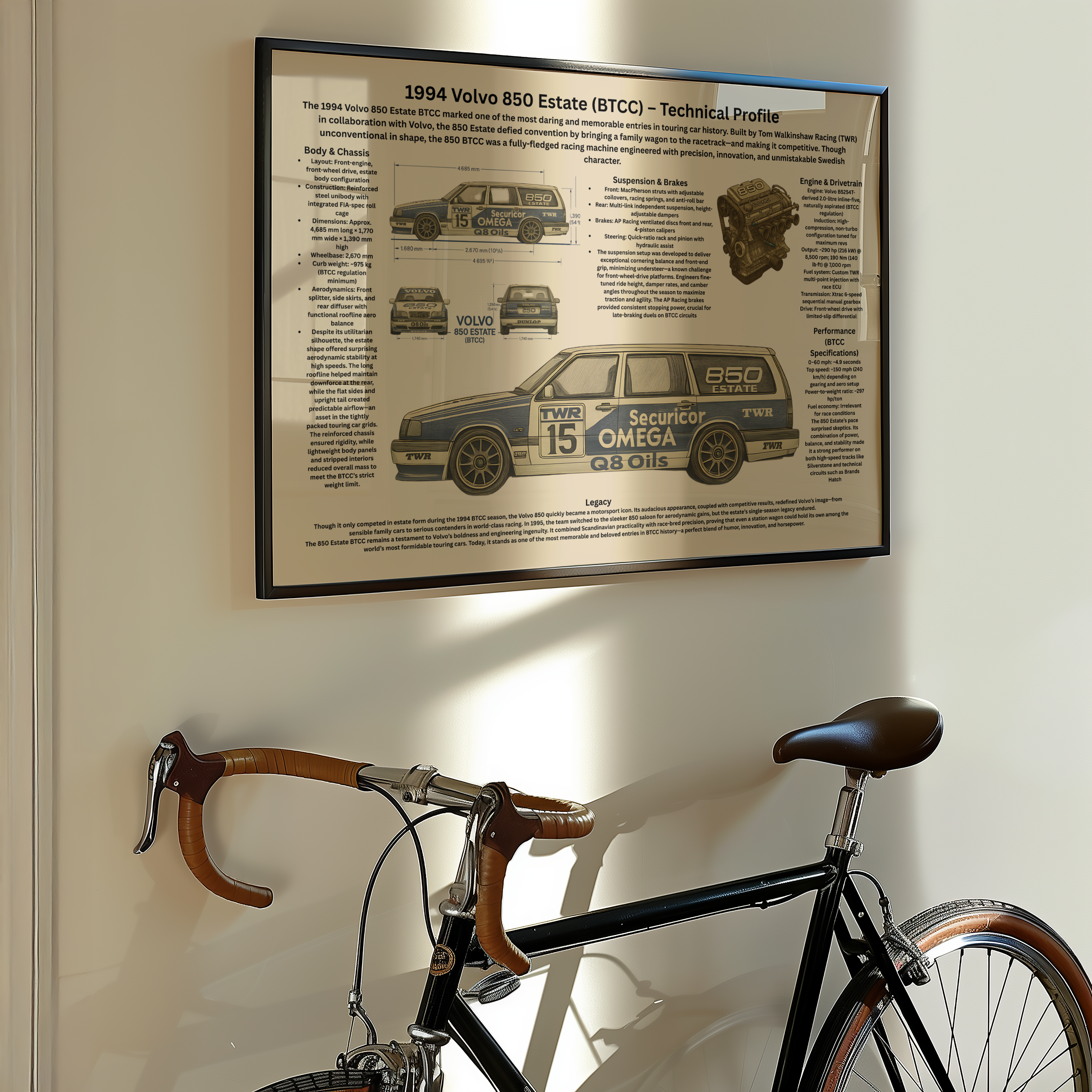 A2 Poster Klassisk Racingkombi – Teknisk Motorsportillustration