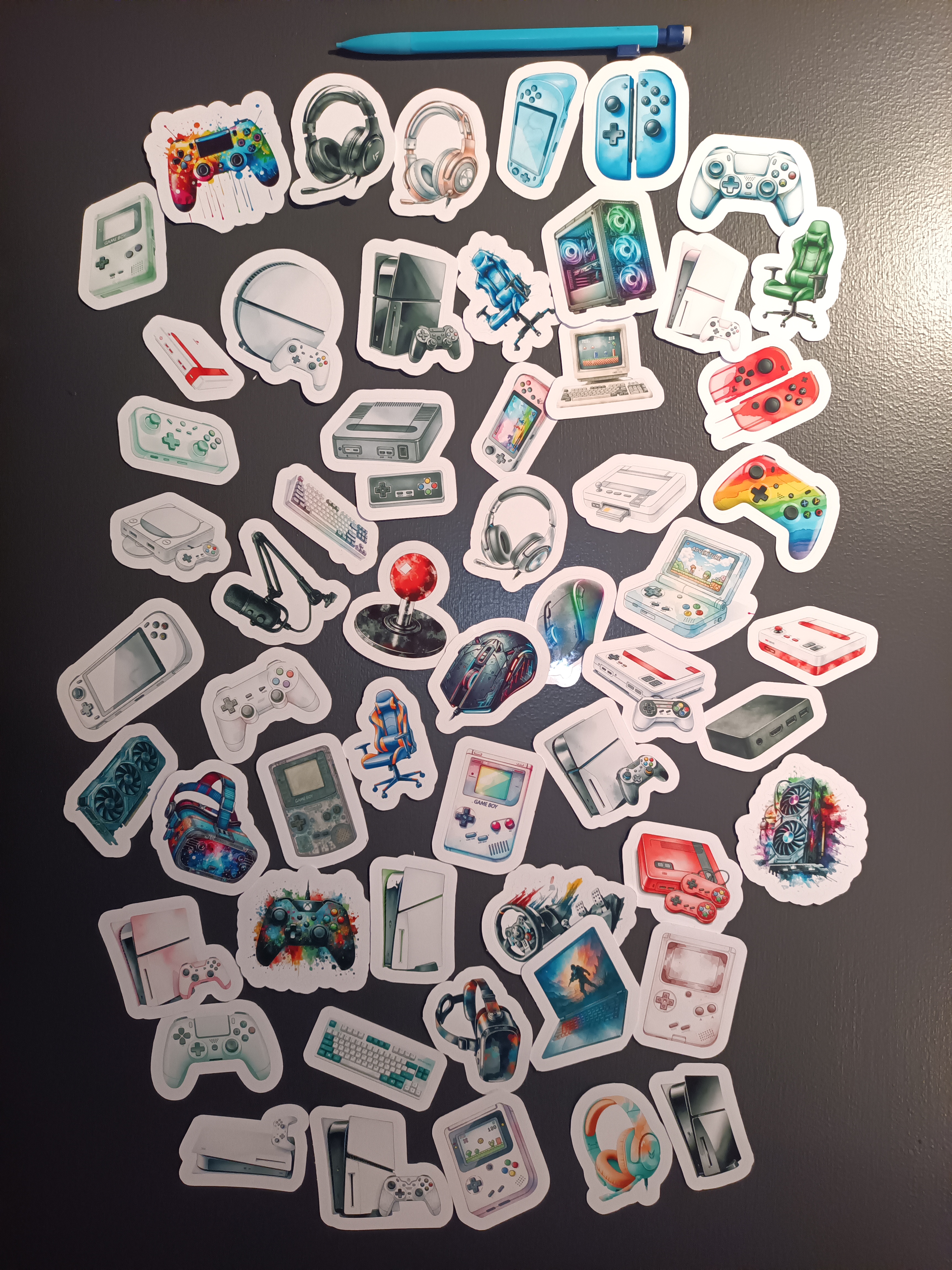 Retro spelkonsol klistermärkespaket - 57 st.