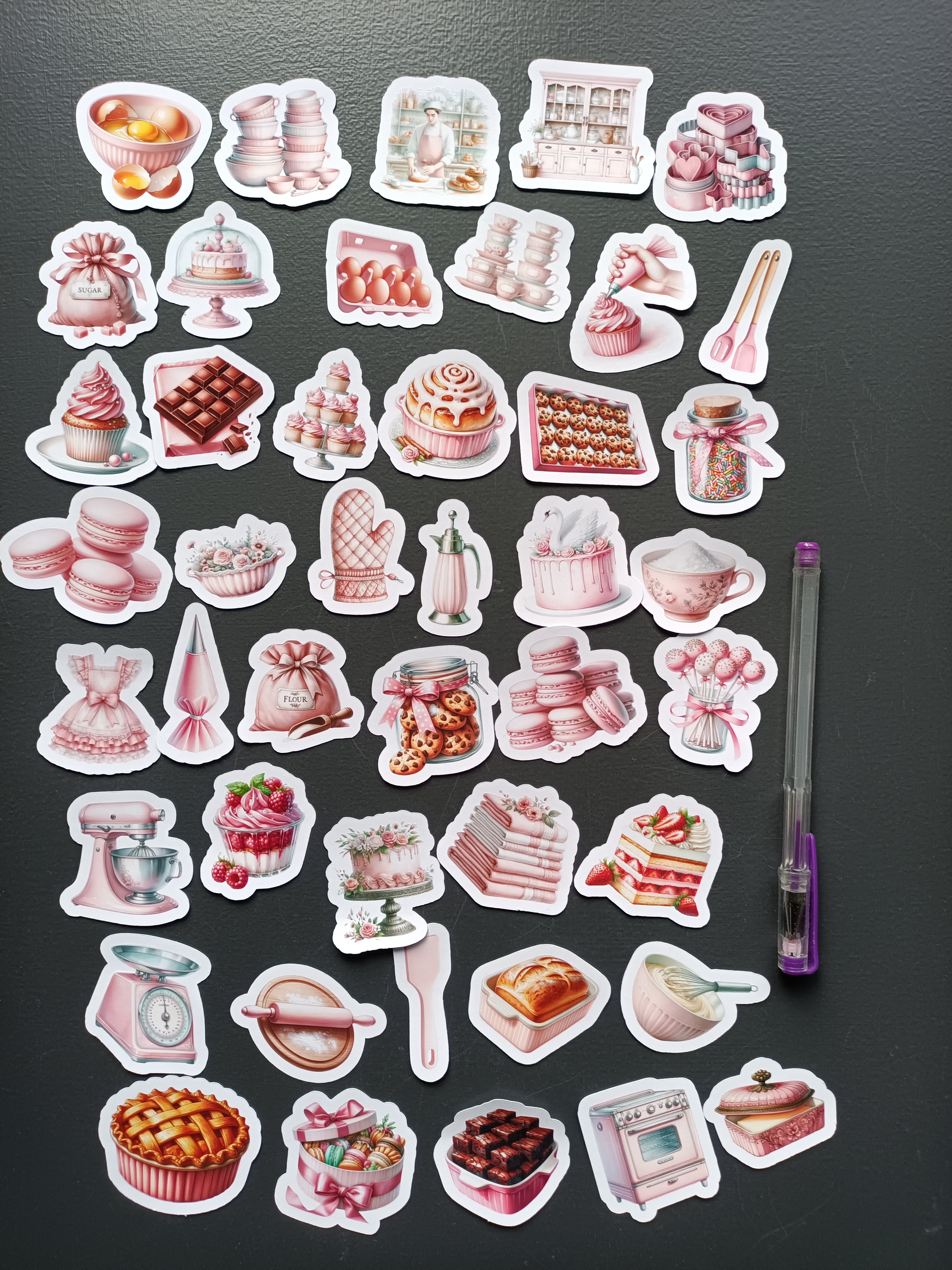 Söt klistermärkesset med desserttema - 43 st.