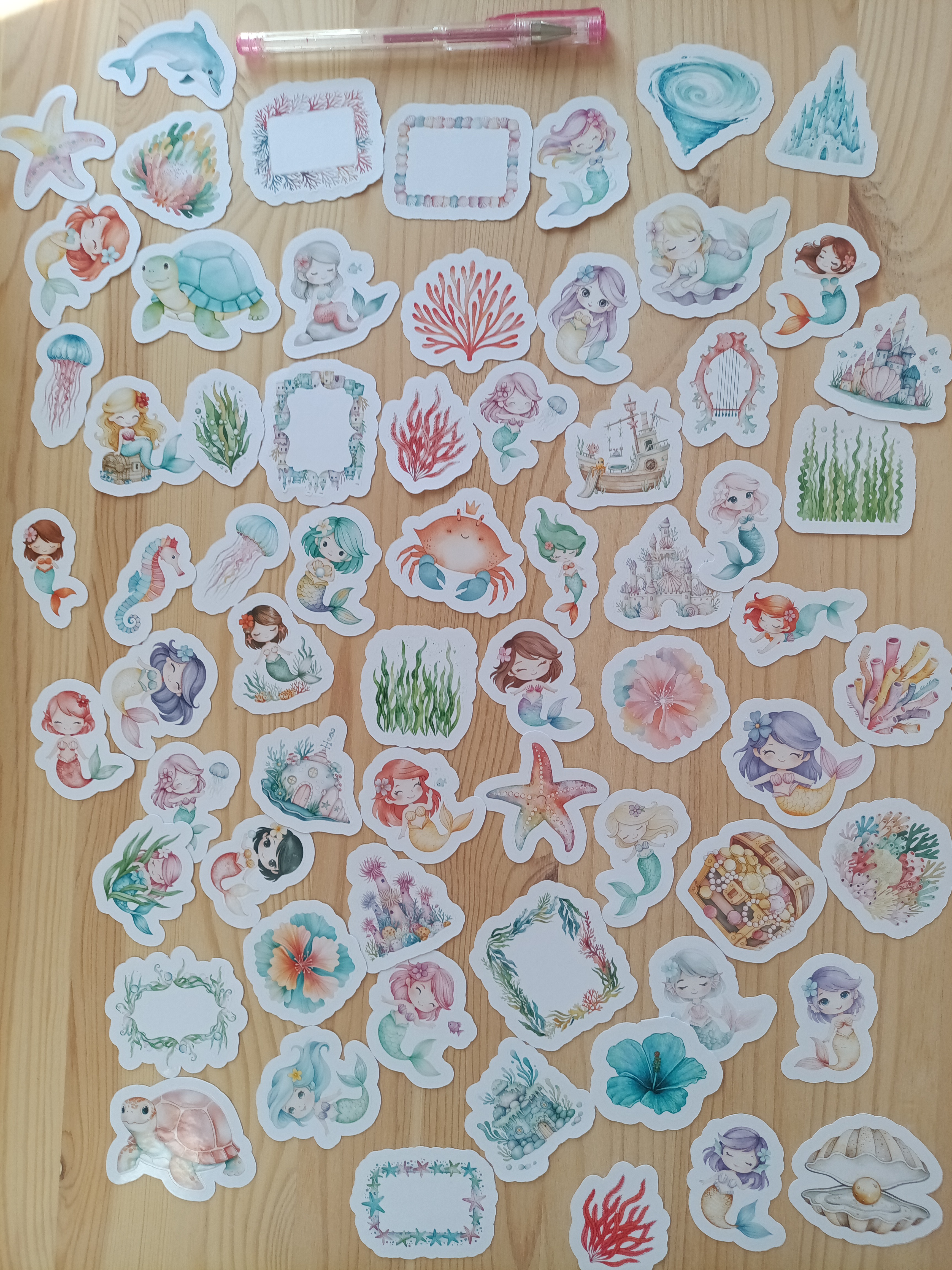 Klistermärkesset med sjöjungfru under havet - 67 st.