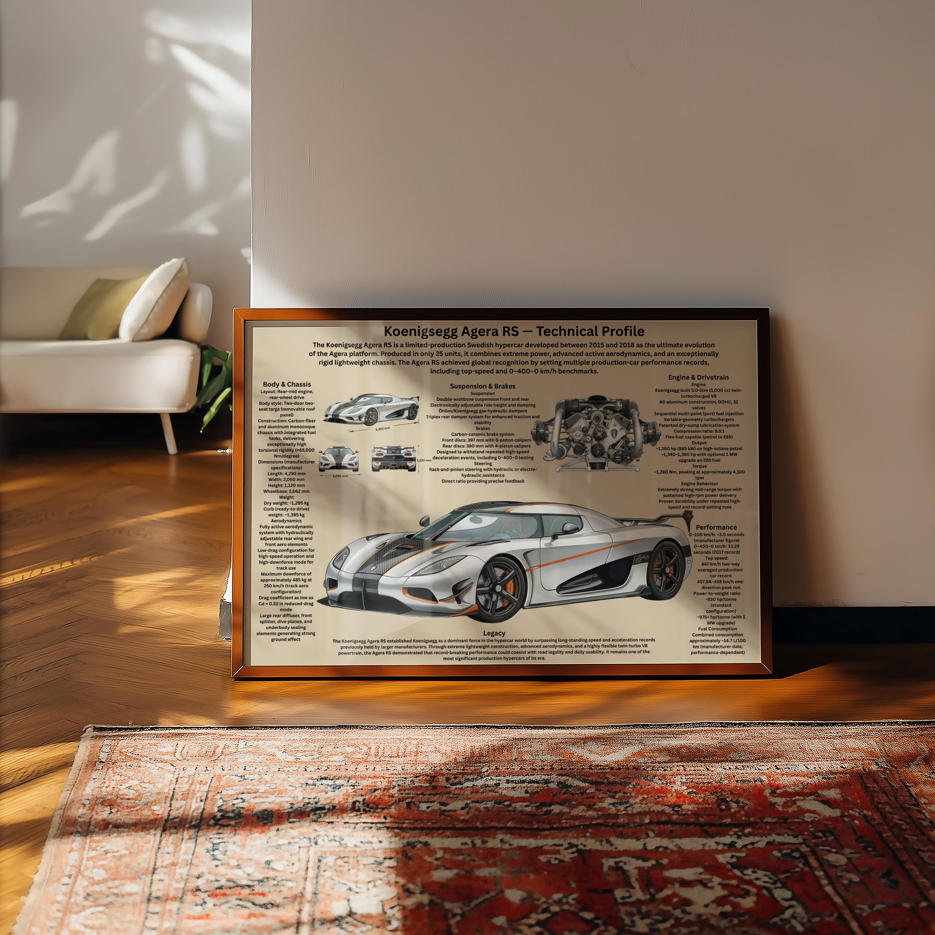 A2 Koenigsegg Agera RS Teknisk Profil Poster