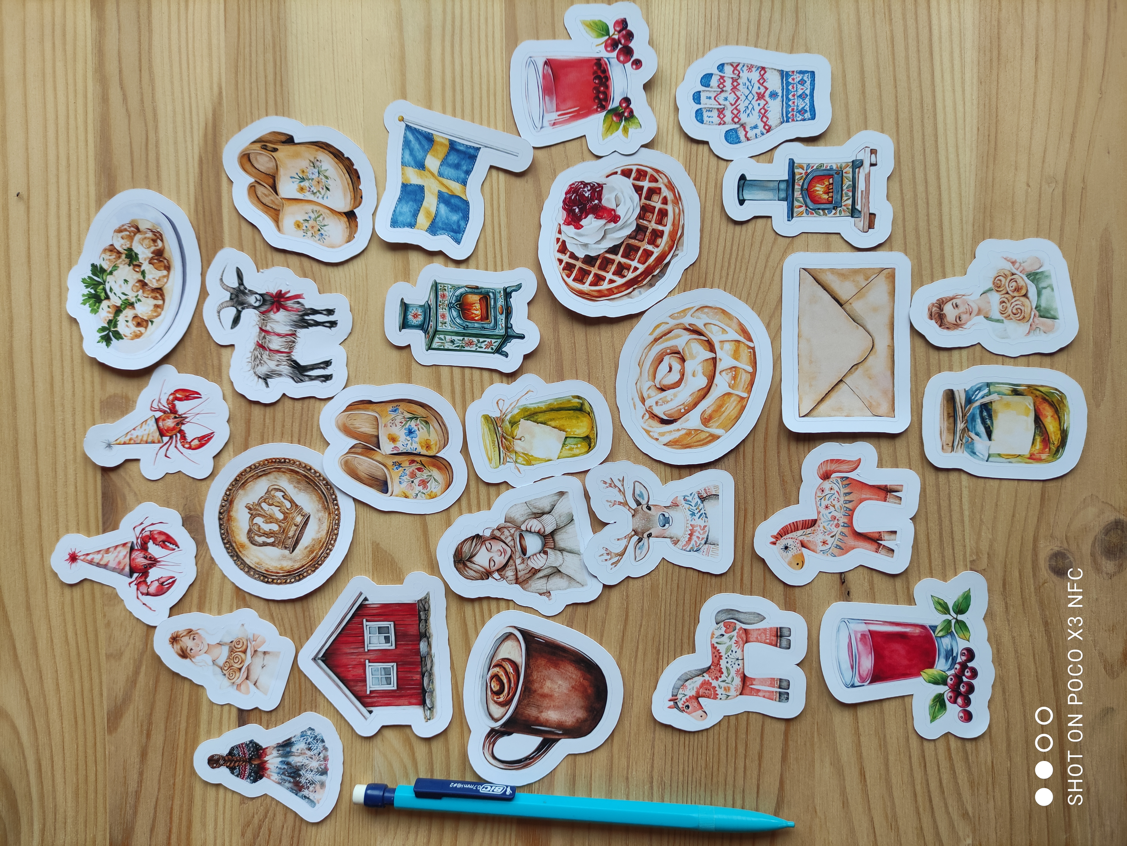 Klistermärkesset med skandinaviskt tema - 27 st.