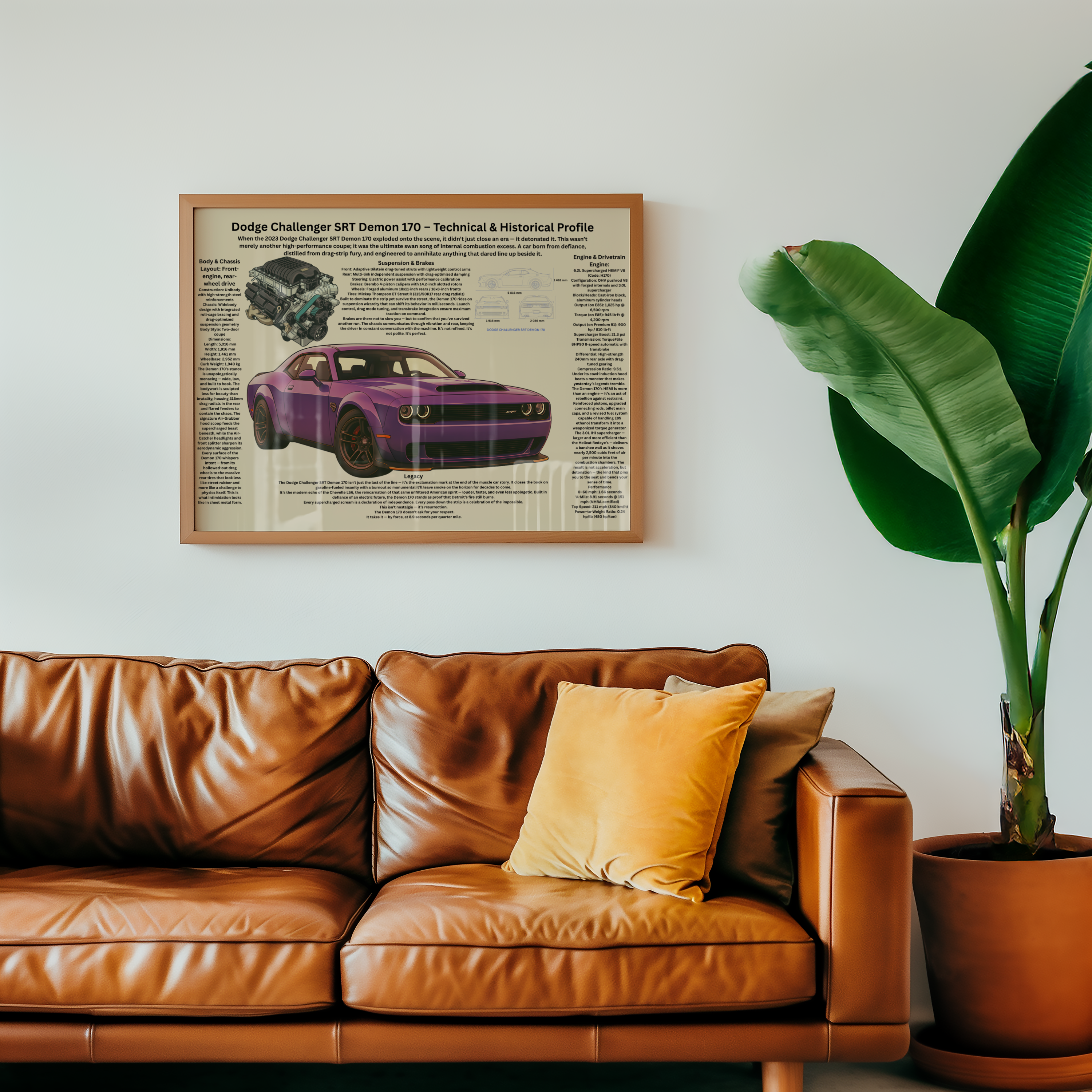 A3 Poster Extrem Muskelbil – Teknisk Motorsportillustration