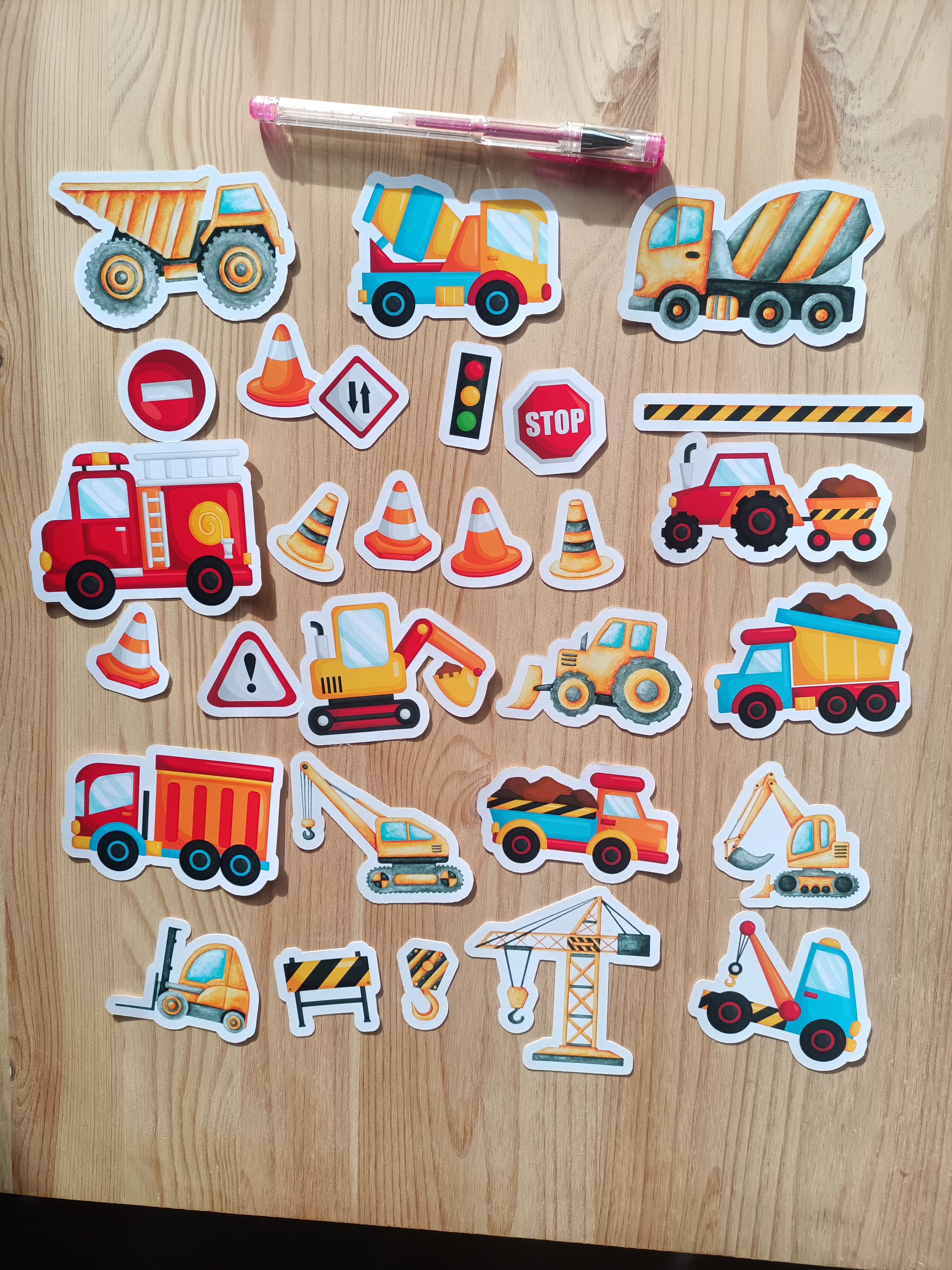 Klistermärkesset för byggfordon - 29 st.
