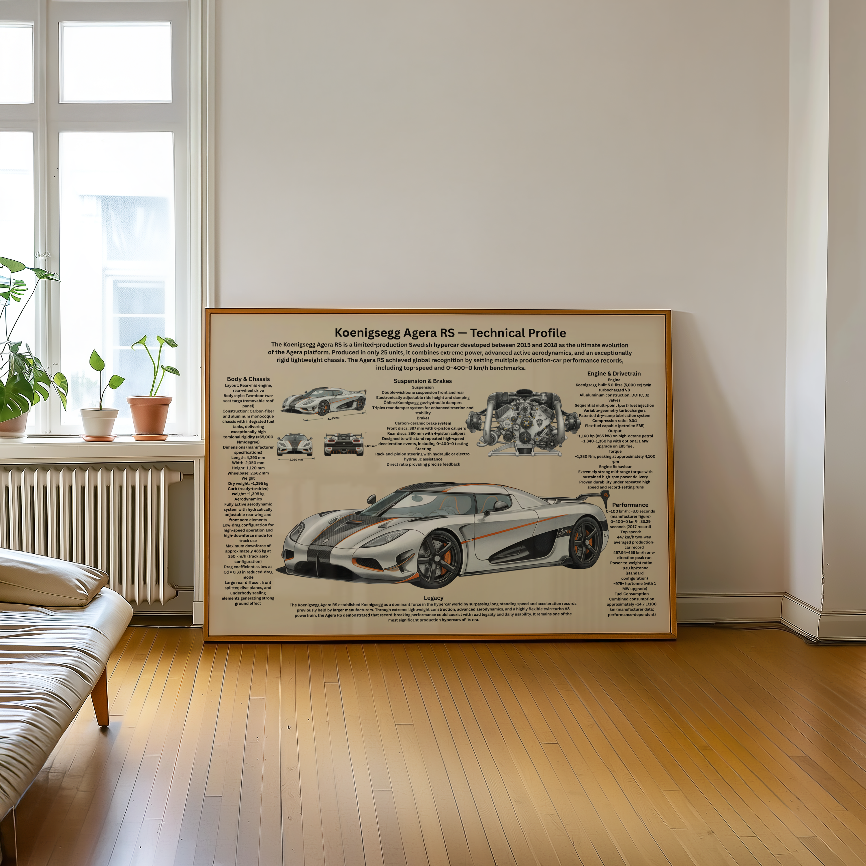 A2 Koenigsegg Agera RS Teknisk Profil Poster