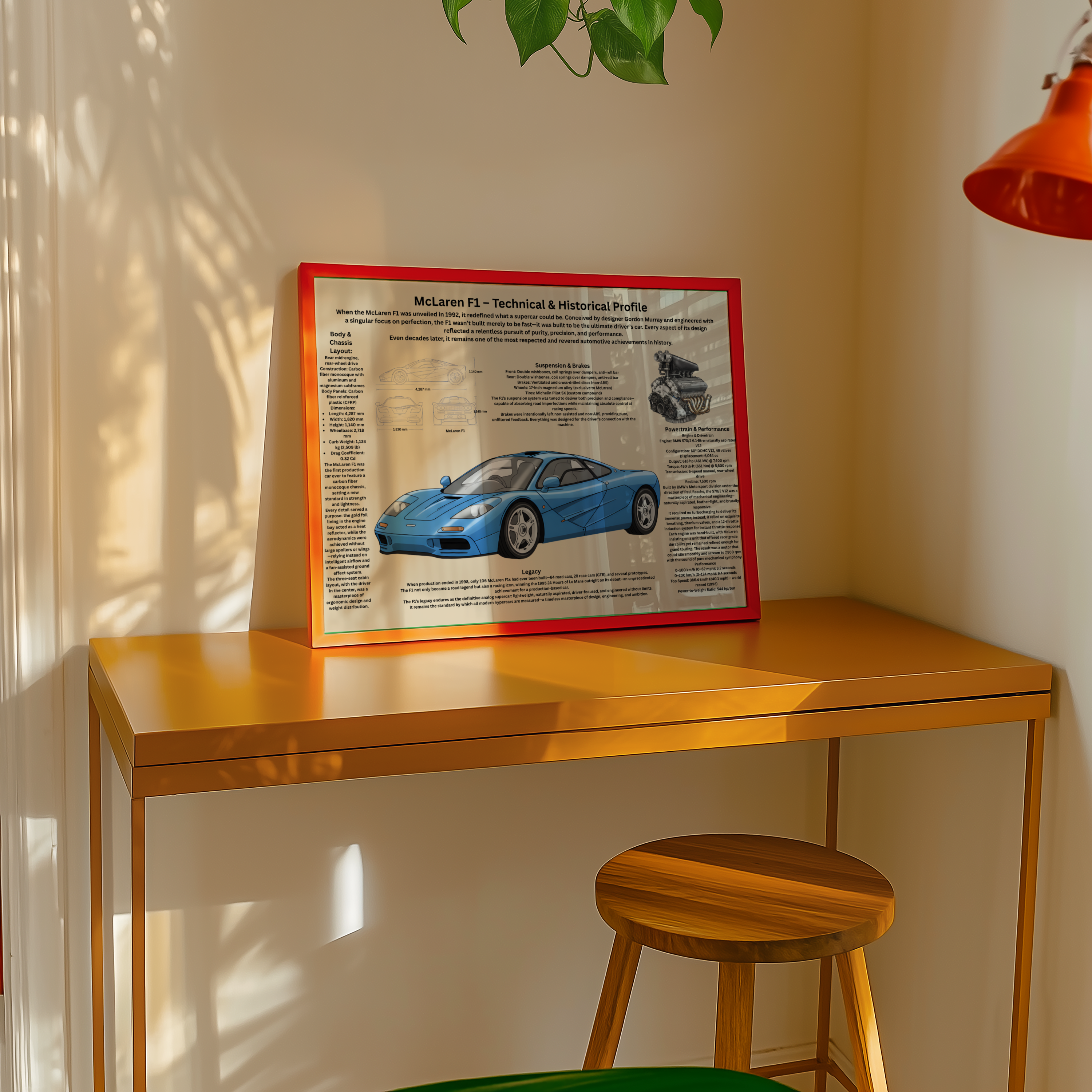 A3 Poster Ikonisk Superbil – Teknisk & Historisk Bilillustration