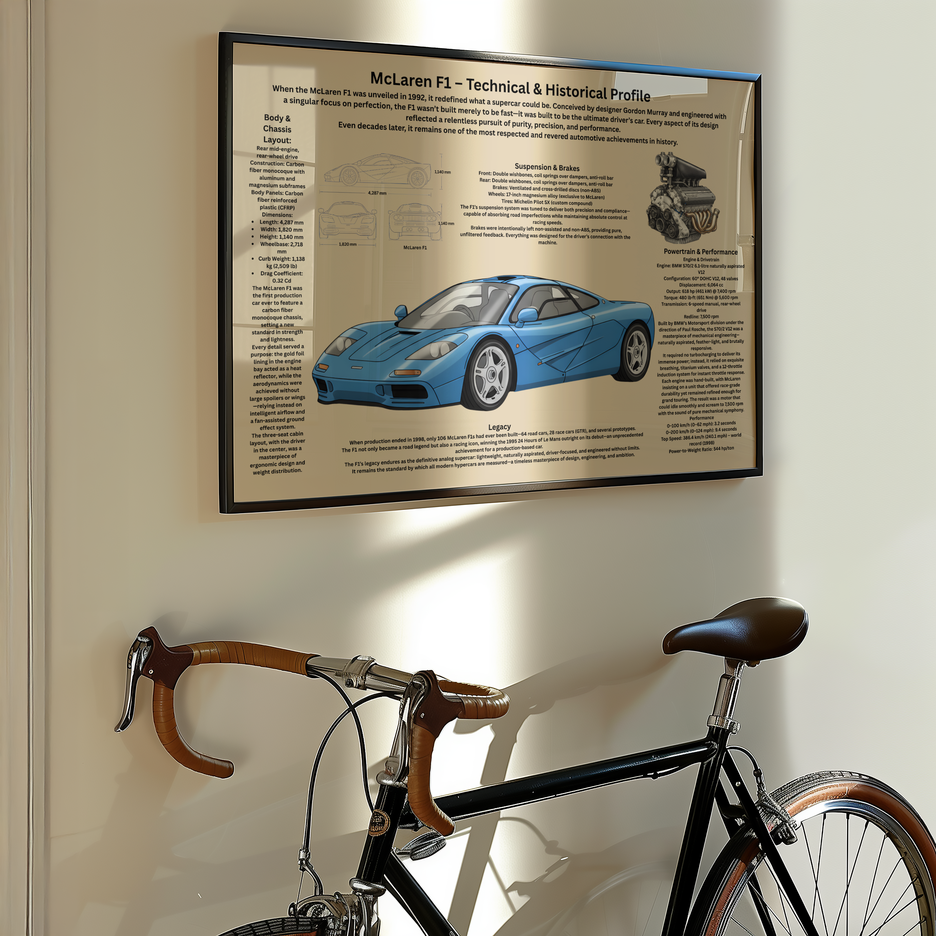  A2 Poster Ikonisk Superbil – Teknisk & Historisk Bilillustration