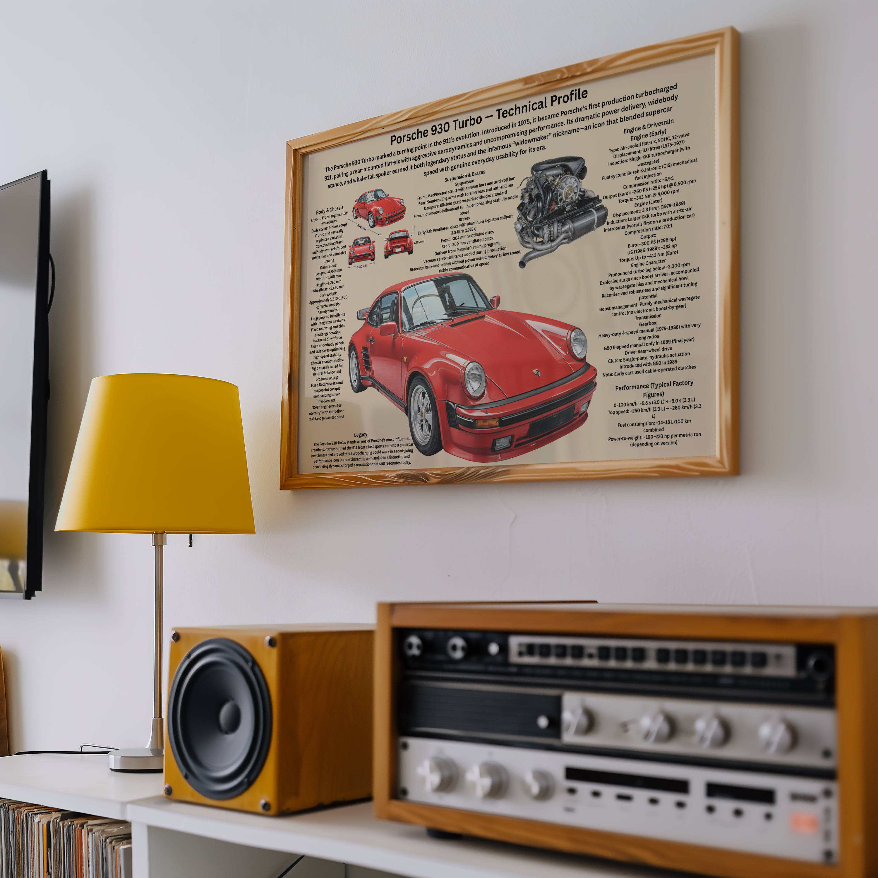 A3 Poster Klassisk Sportbil – Teknisk Motorsportillustration