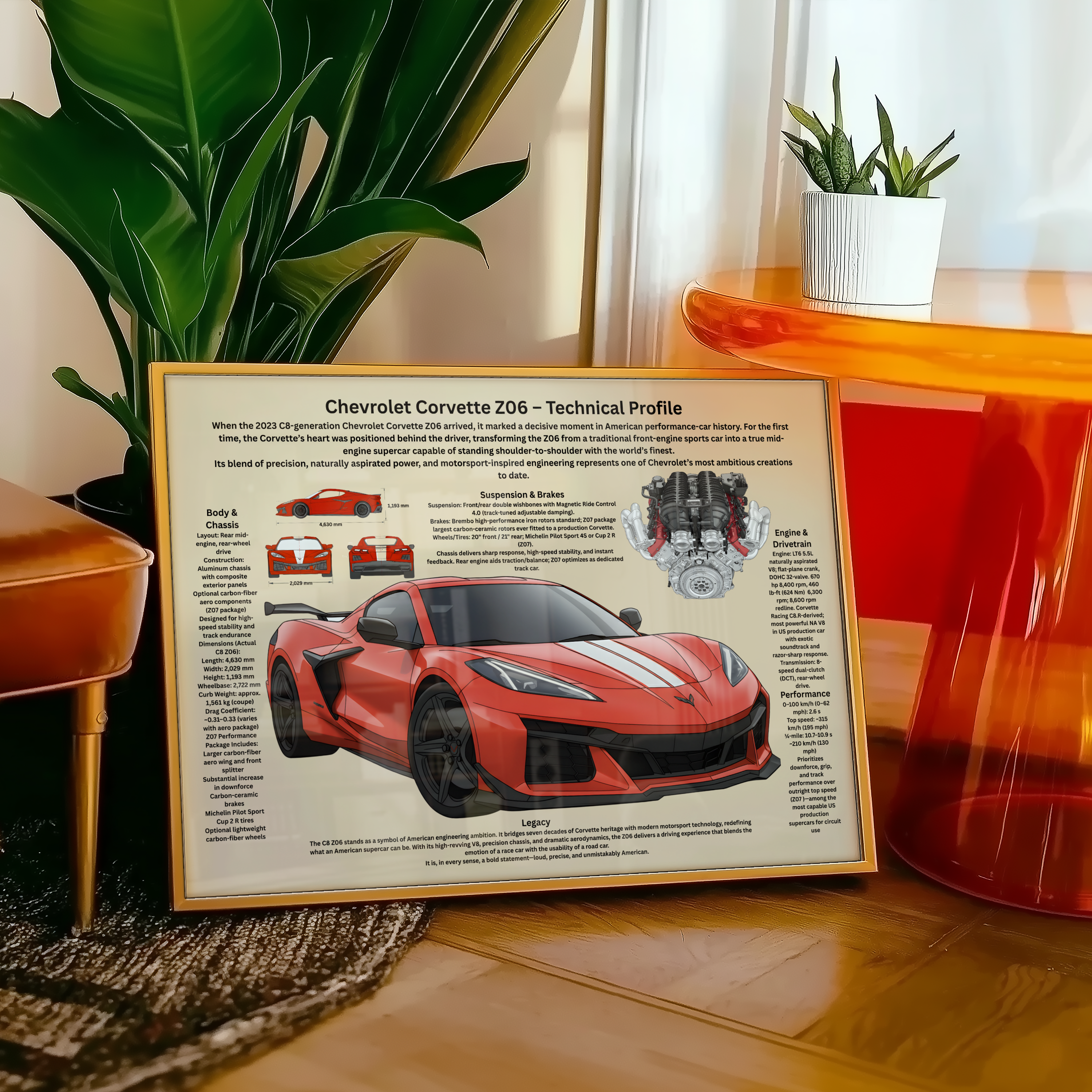 A2 Poster Modern Superbil – Teknisk Prestandaillustration