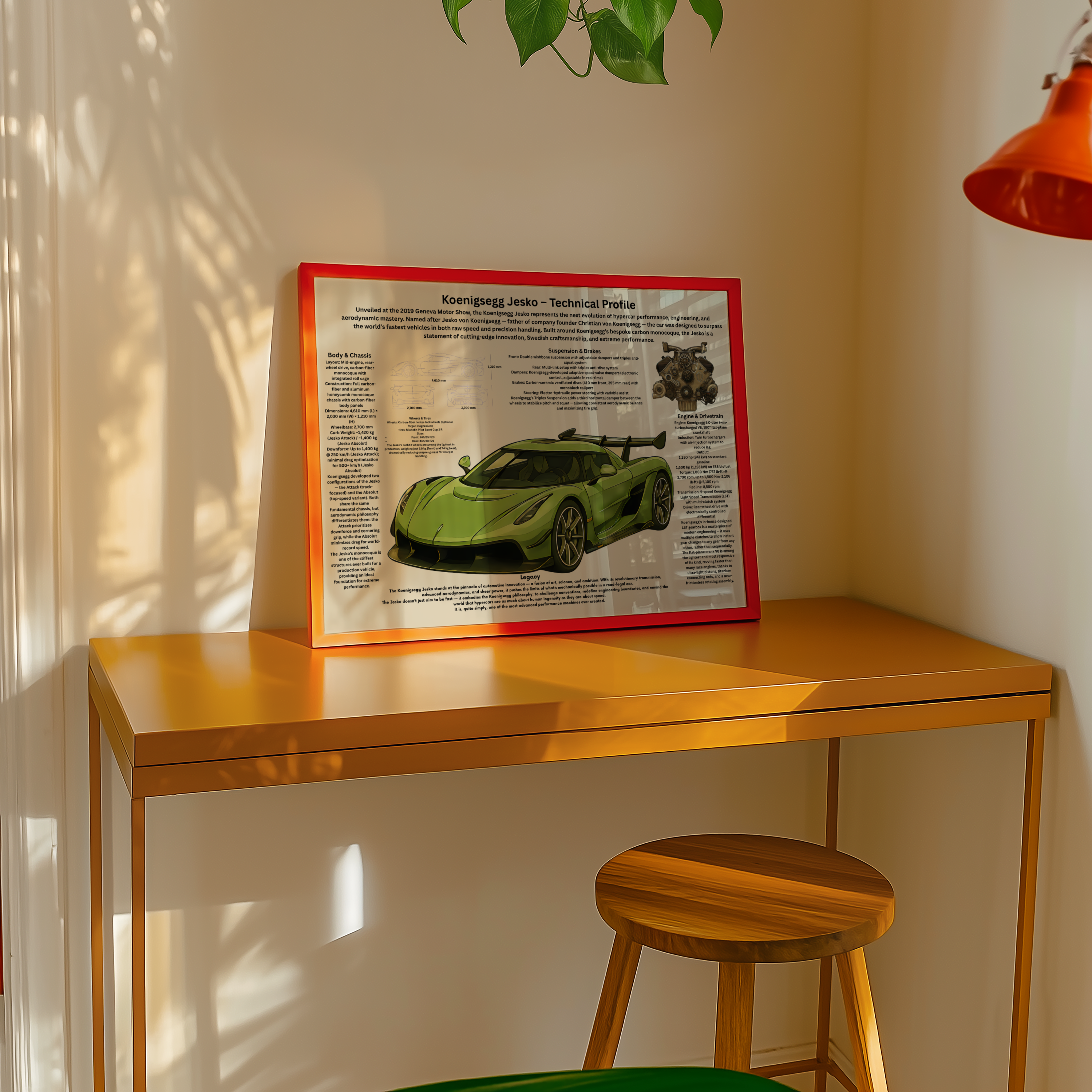 A3 Poster Extrem Hyperbil – Teknisk Prestandaillustration