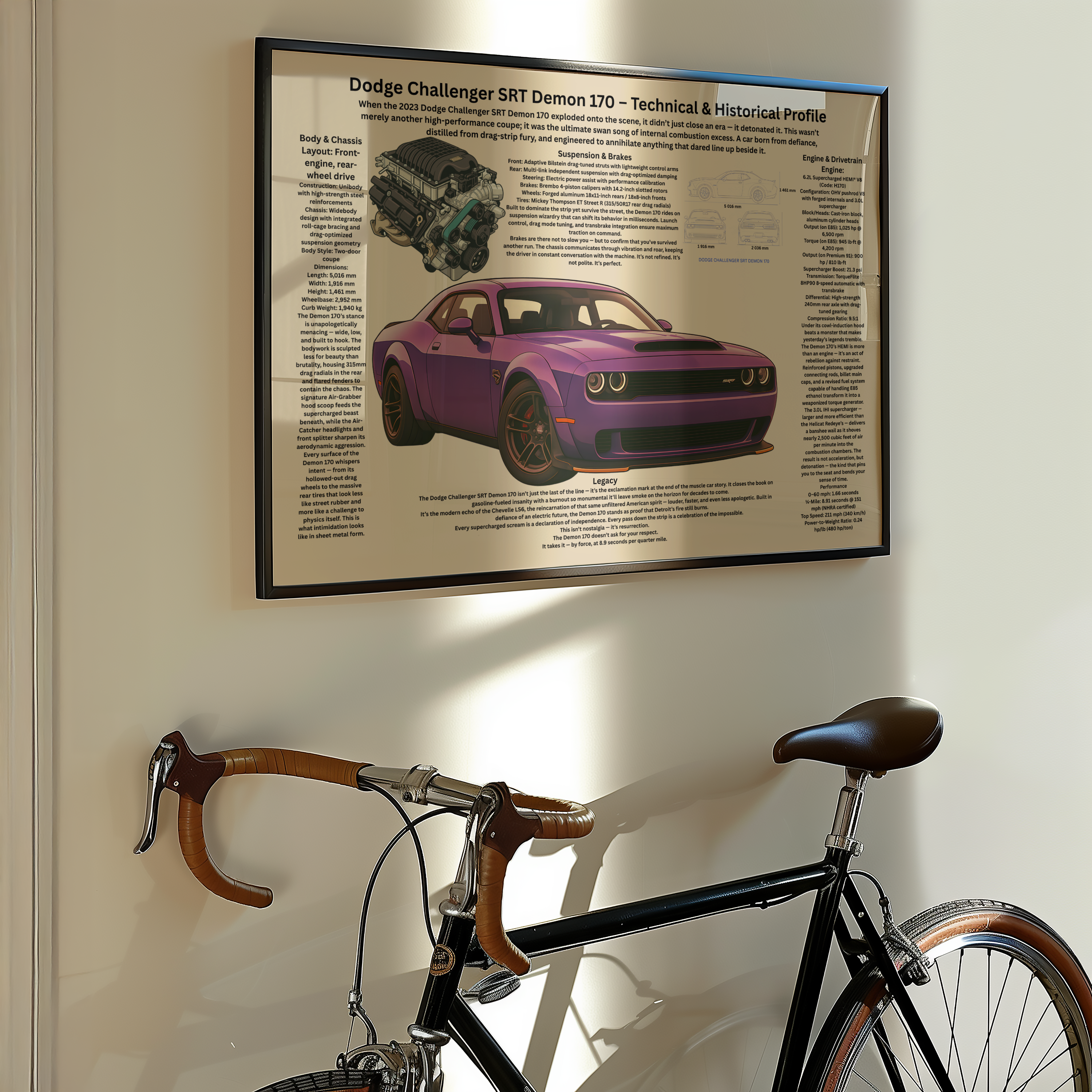 A2 Poster Extrem Muskelbil – Teknisk Motorsportillustration