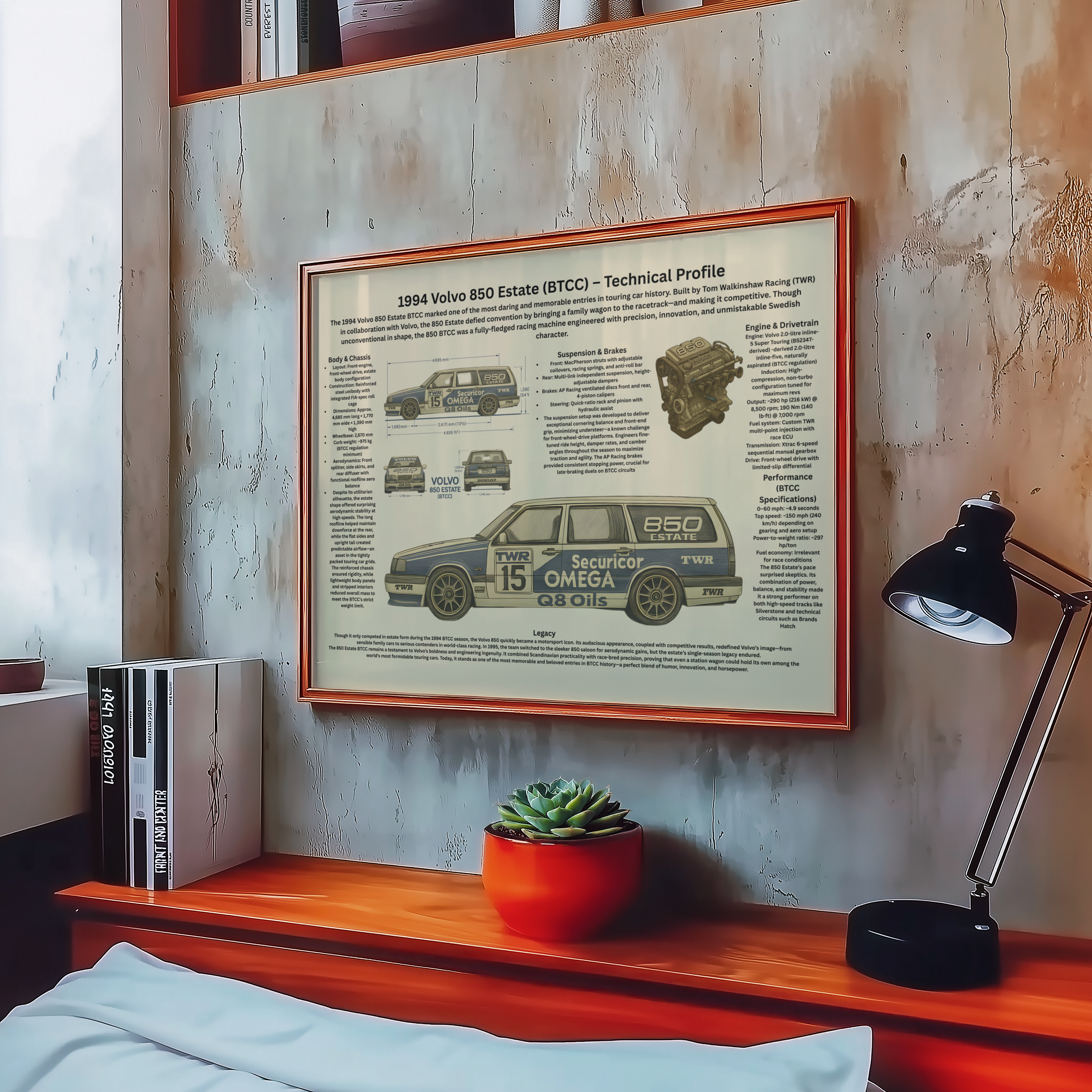 A3 Poster Klassisk Racingkombi – Teknisk Motorsportillustration