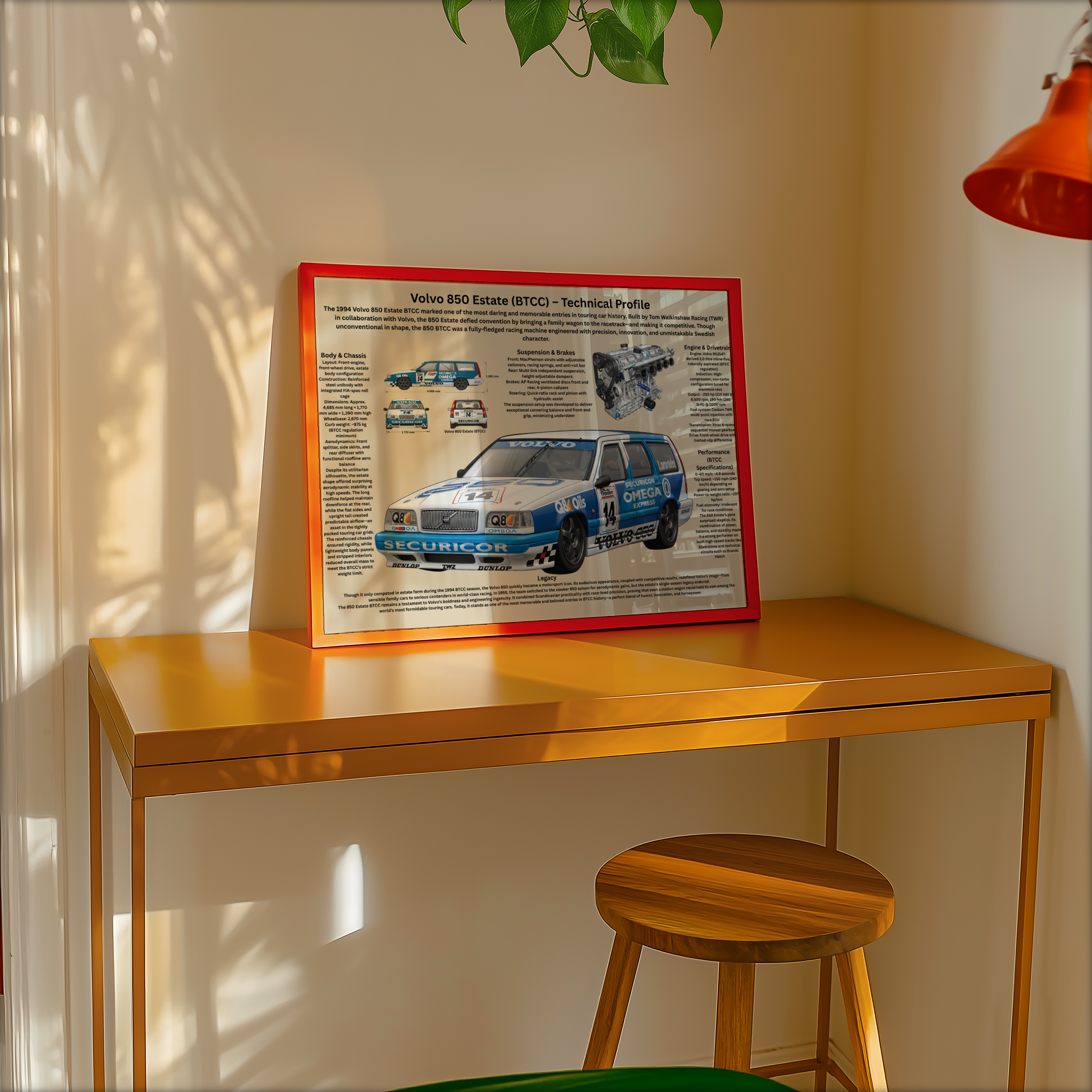 A3 Poster Klassisk Touringbil – Teknisk Motorsportillustration (Estate)