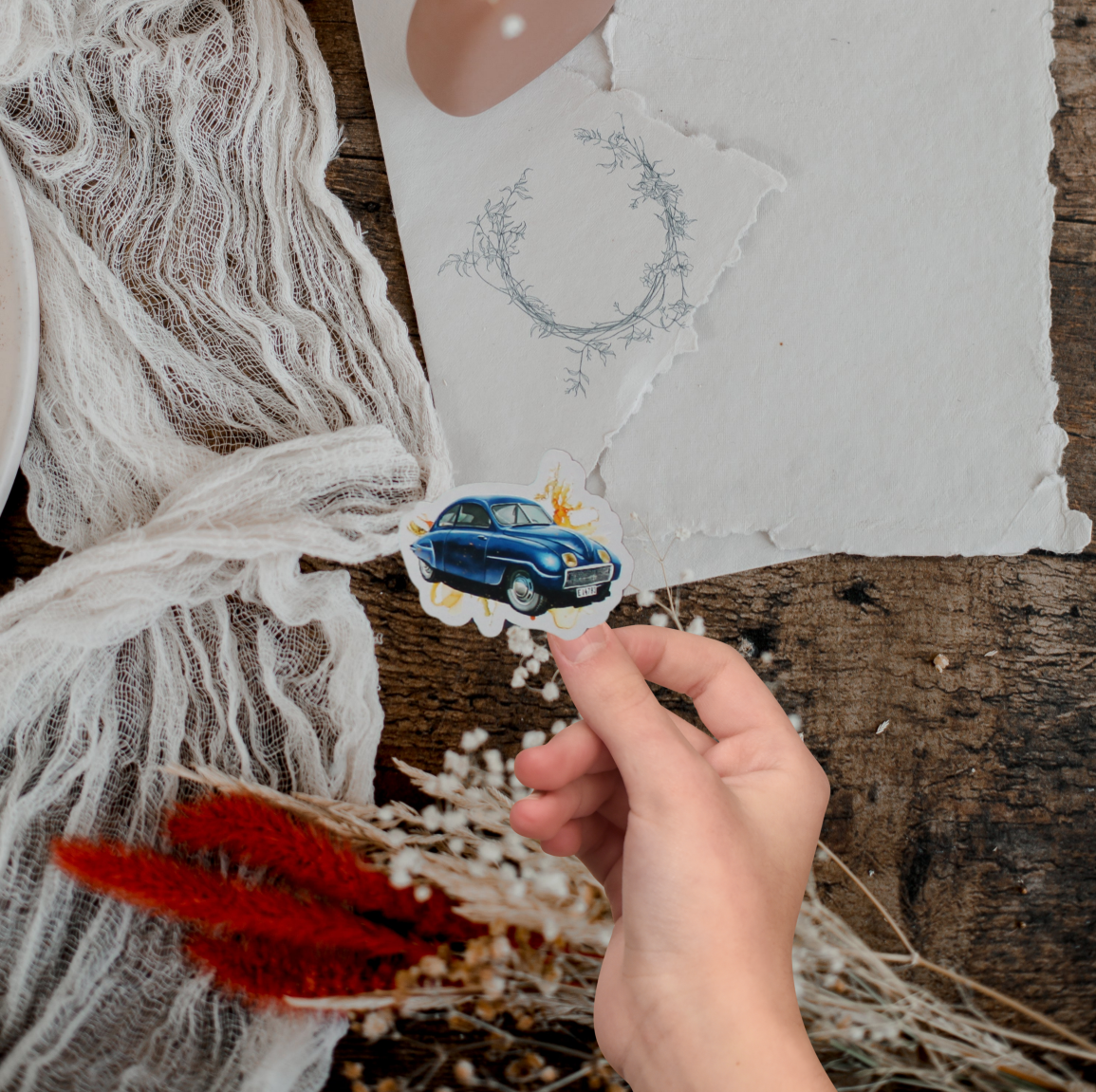 Sticker Motorsport – Färgstark Bilillustration -  Klistermärken 60 st.