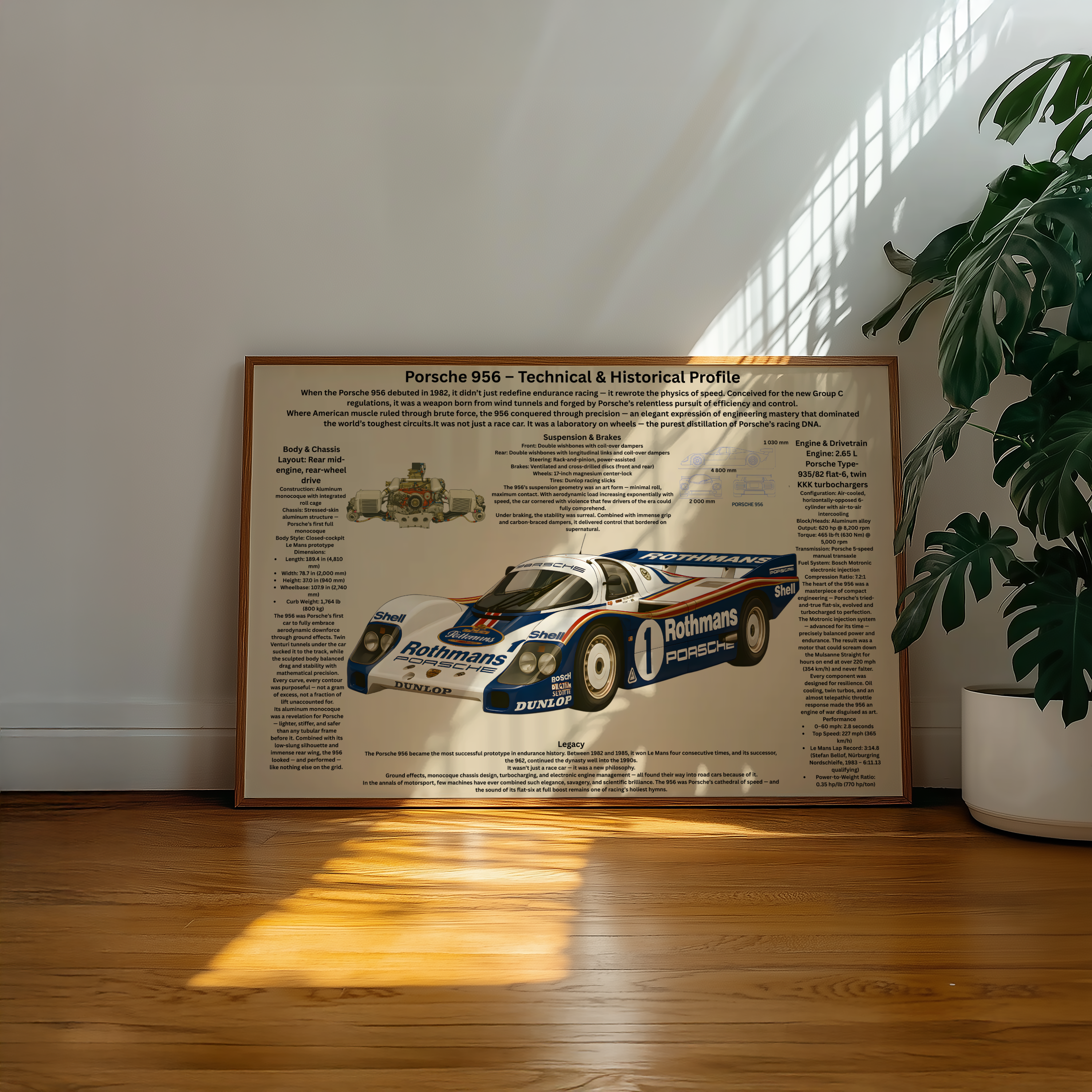 A2 Poster Klassisk Endurance-Racer – Teknisk Motorsportillustration