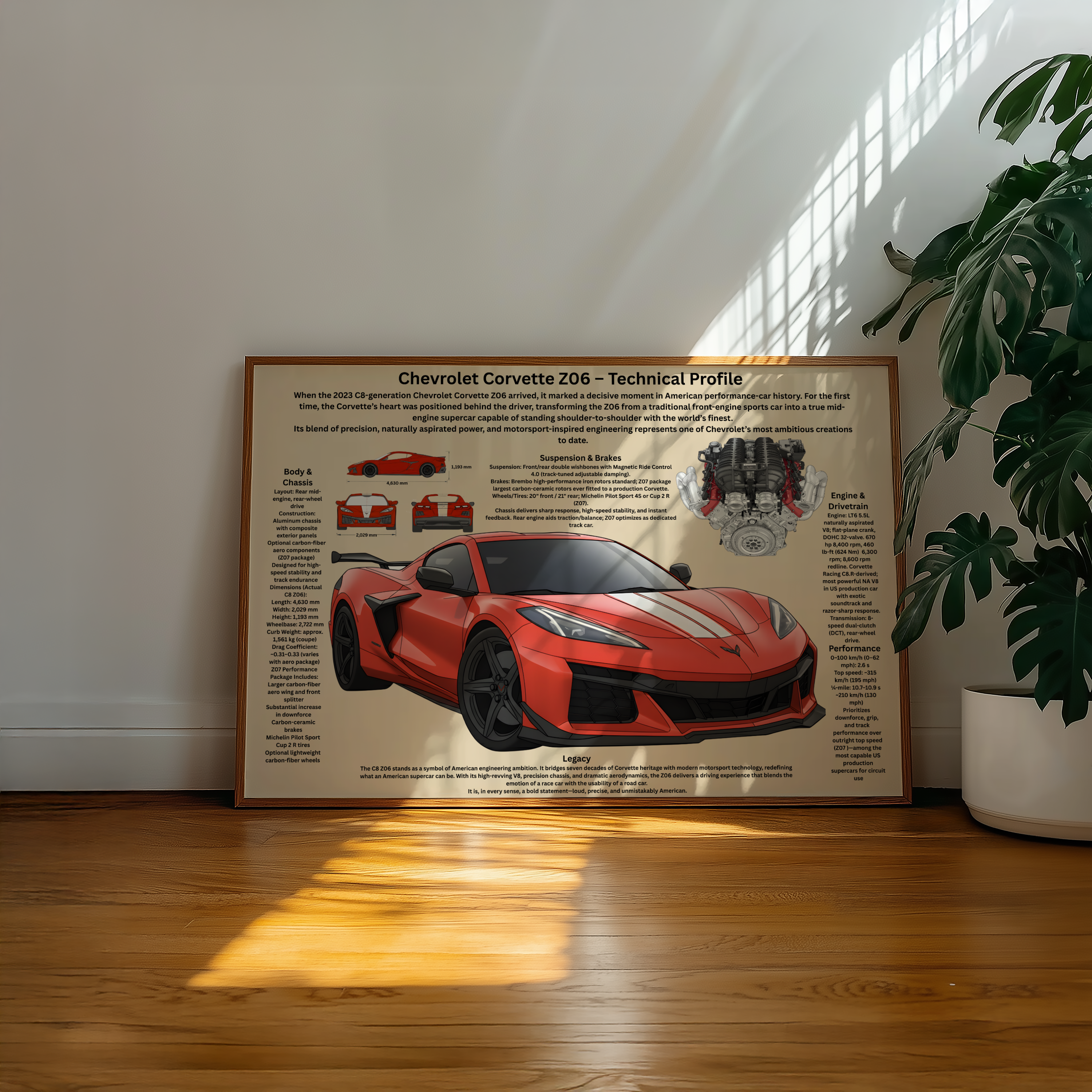 A2 Poster Modern Superbil – Teknisk Prestandaillustration