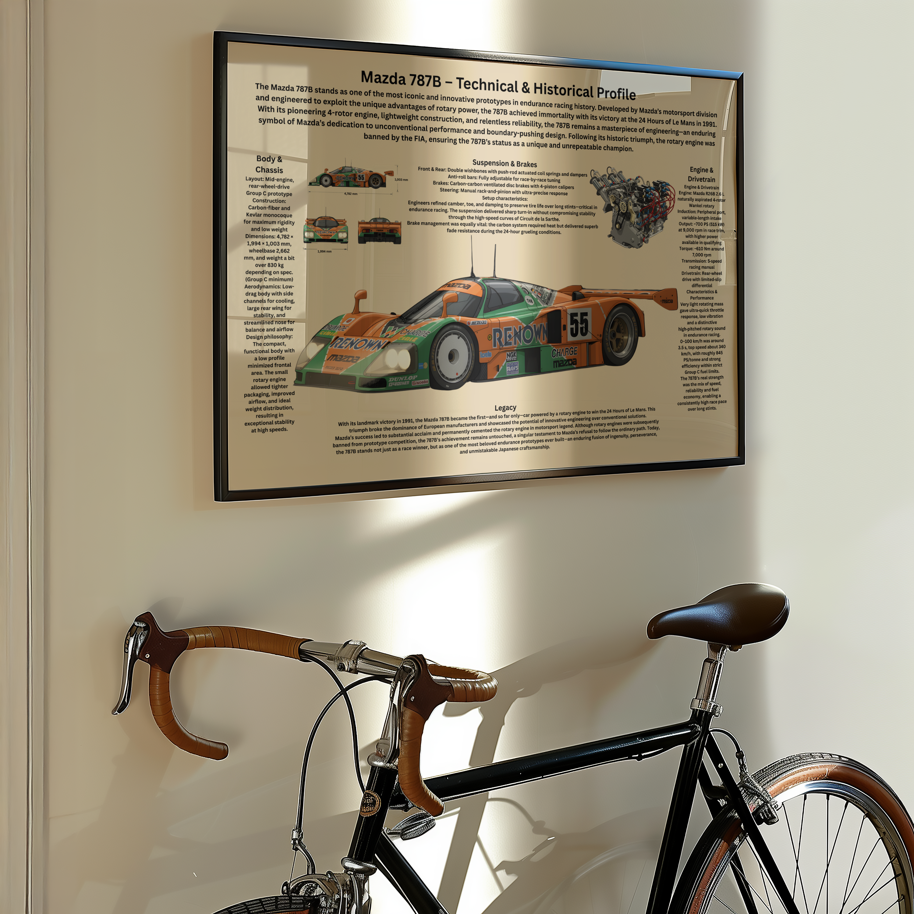 A2 Poster Klassisk Le Mans-Prototyp – Teknisk Motorsportillustration