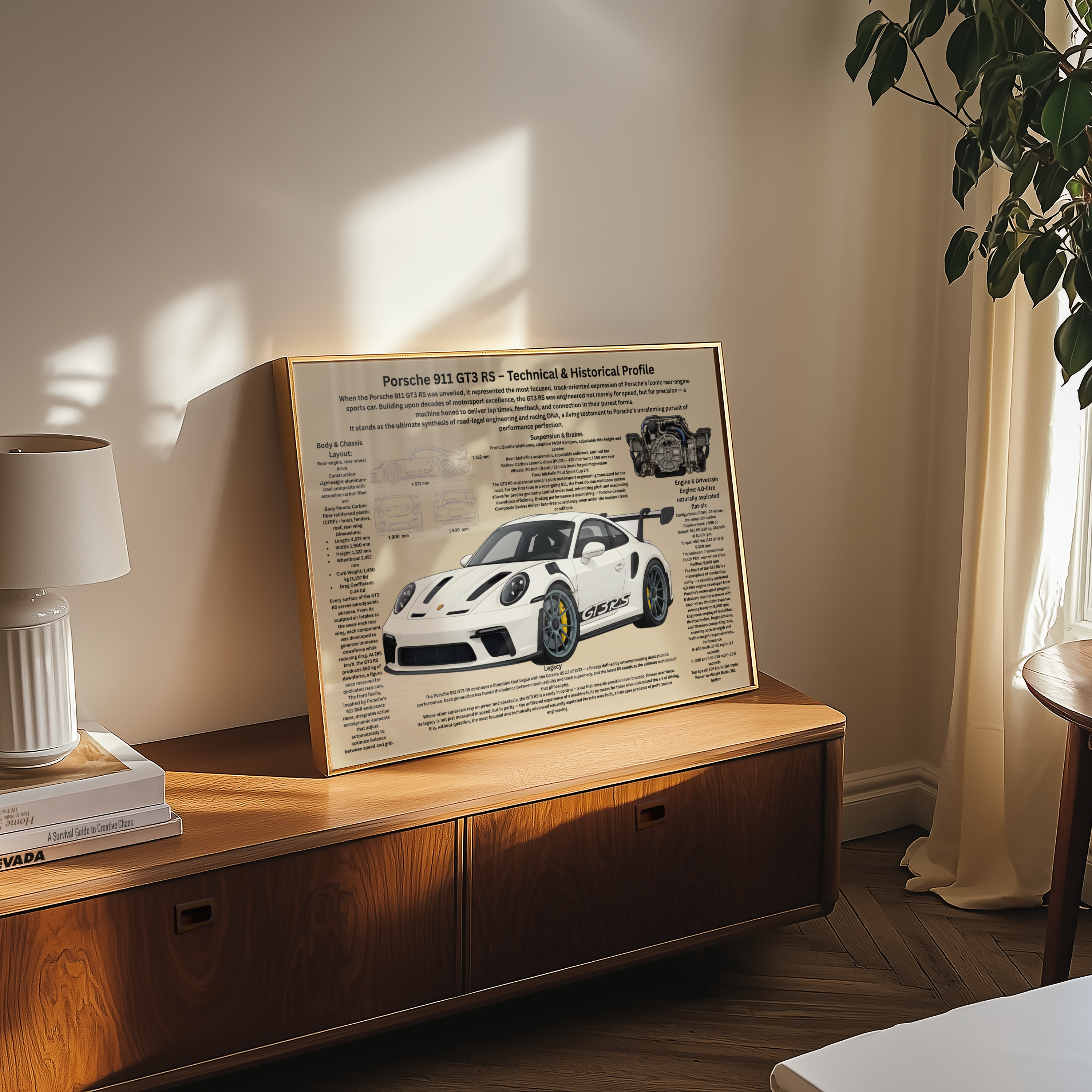 A3 Poster Banfokuserad Sportbil – Teknisk Motorsportillustration