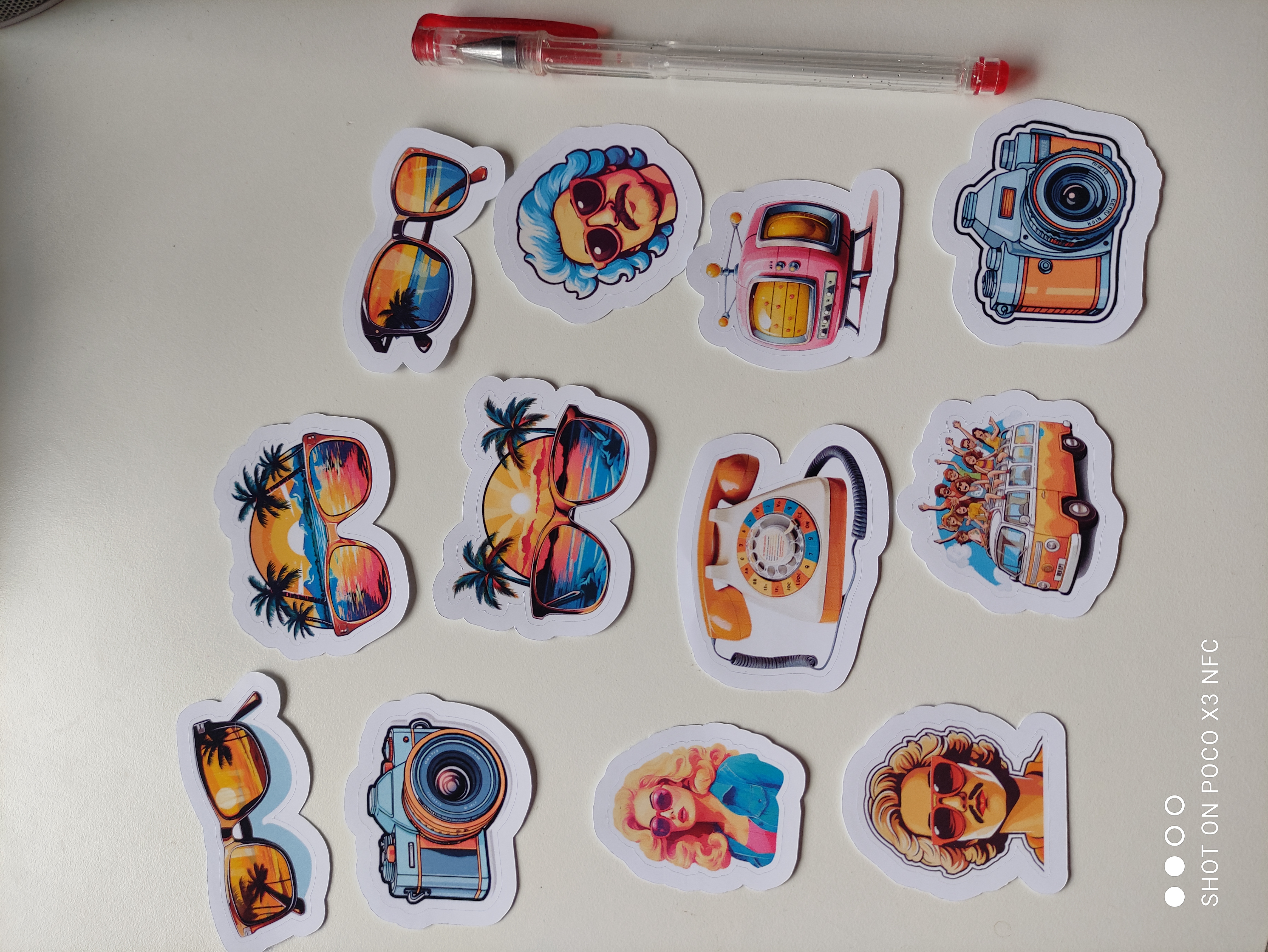 Retro reseklistermärkespaket - 12 st.