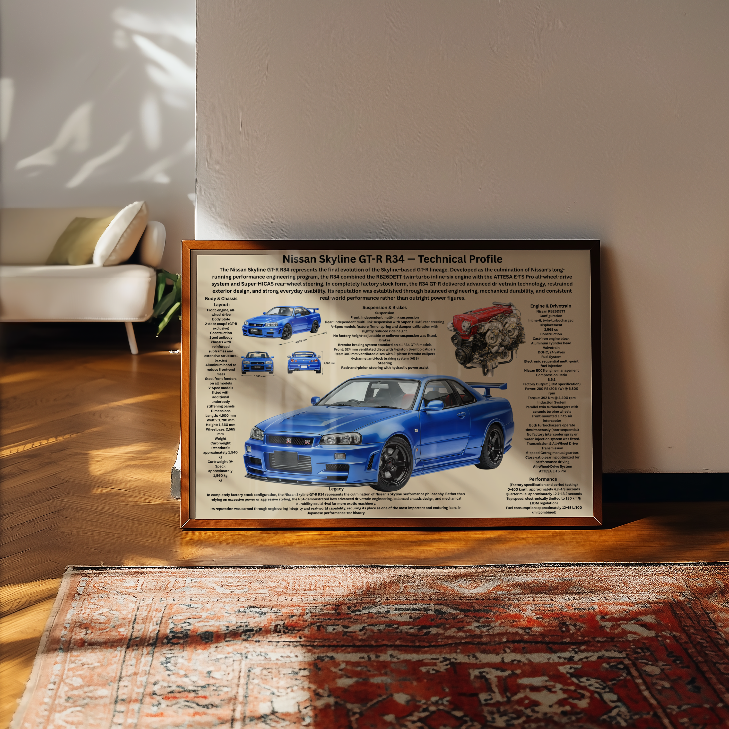 A2 Poster  Nissan Skyline GT-R R34 