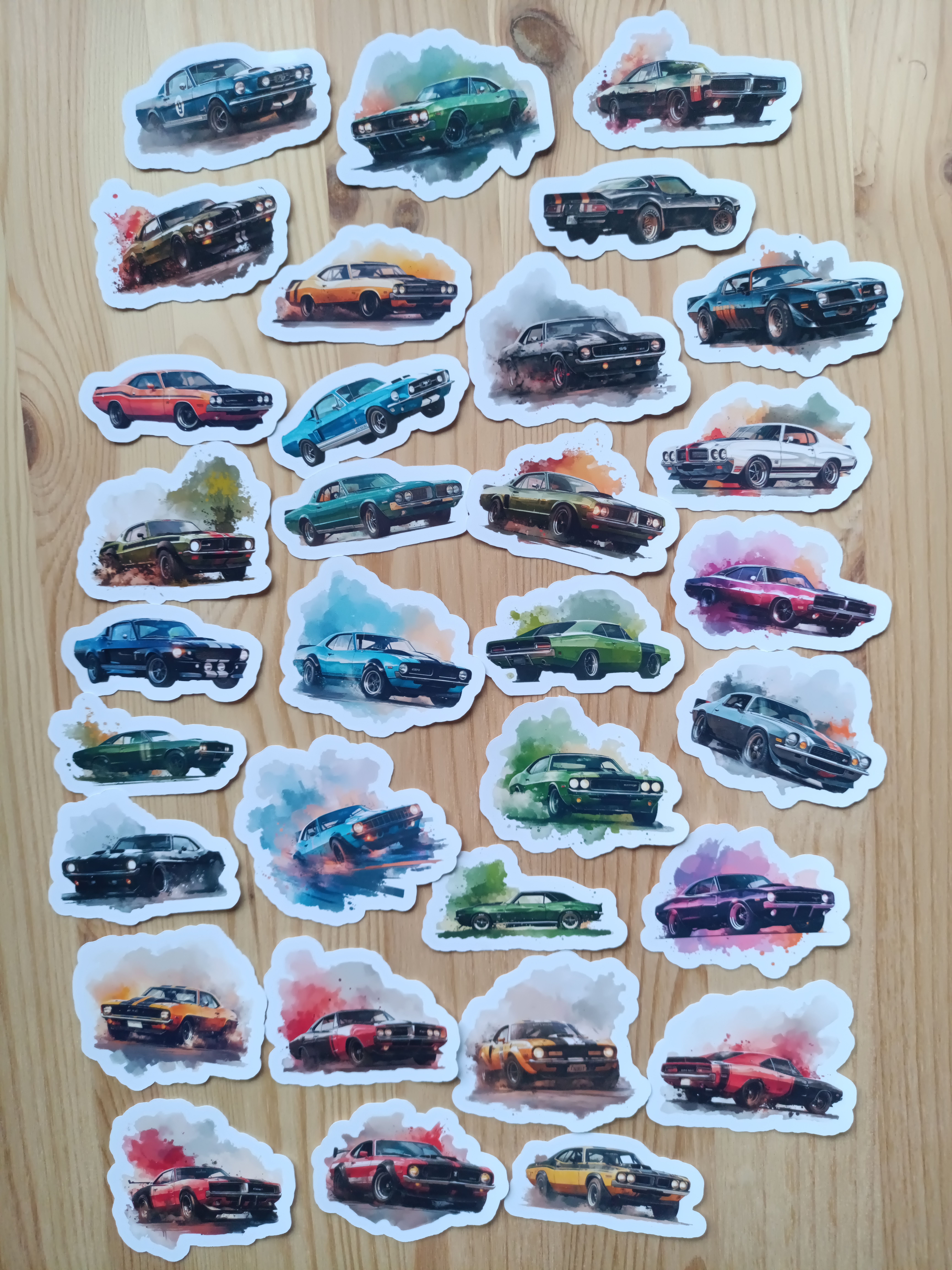 Kollektion av klassiska bilklistermärken - 32 st.