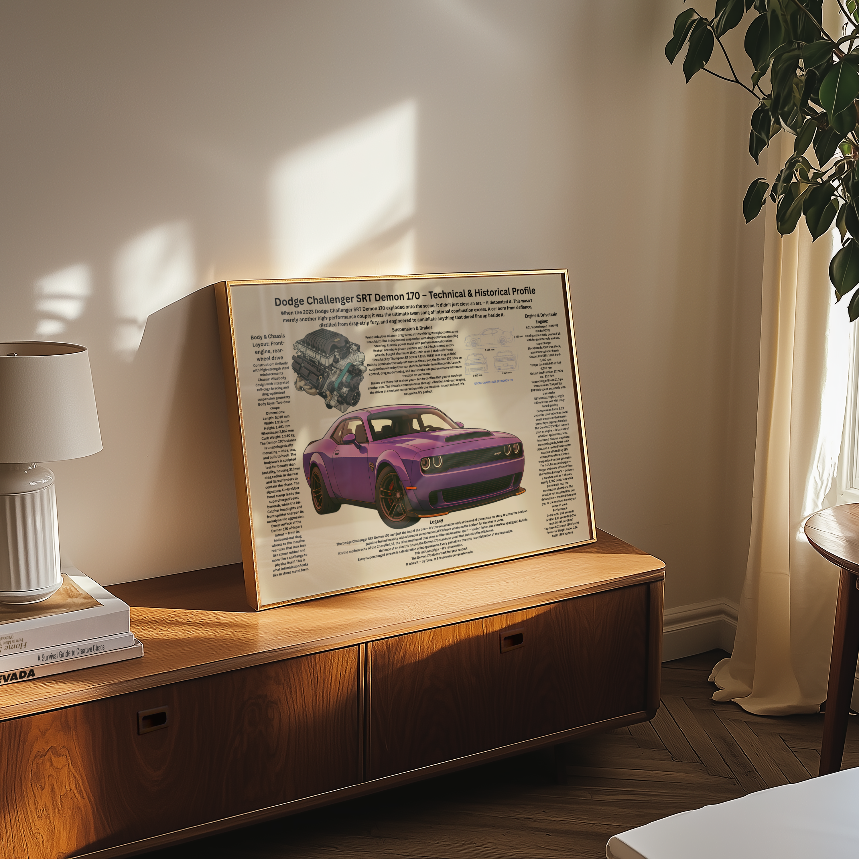 A3 Poster Extrem Muskelbil – Teknisk Motorsportillustration