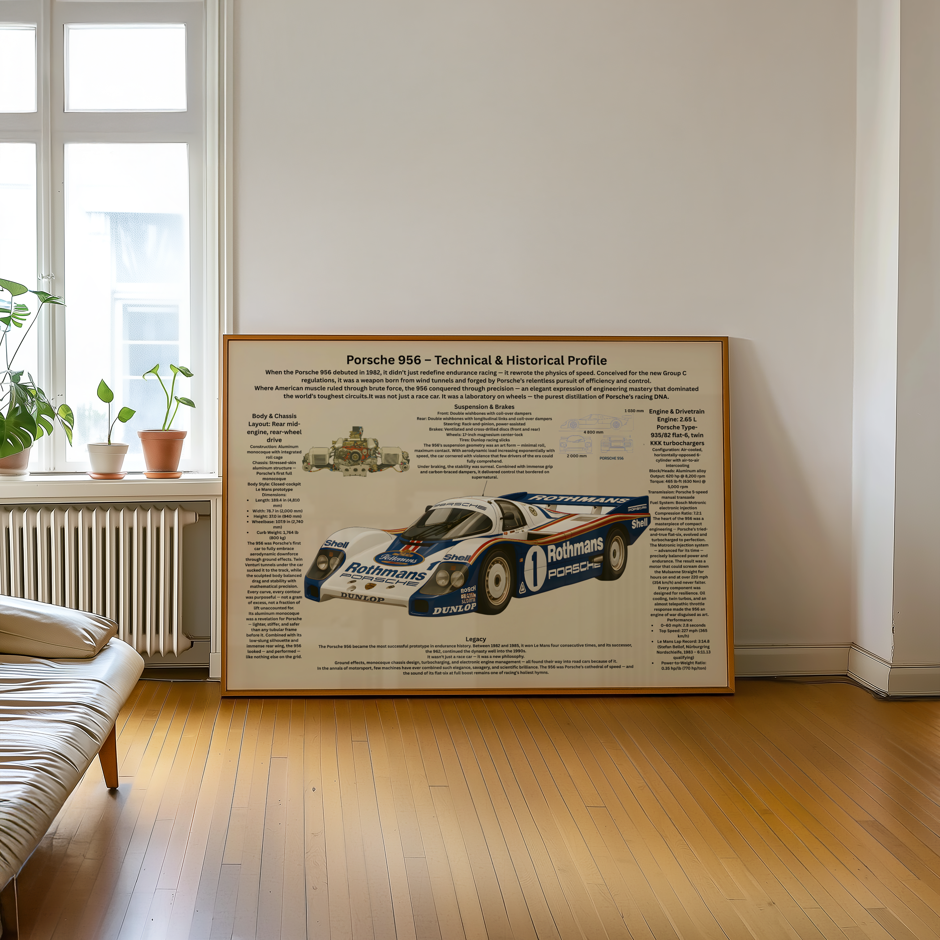 A2 Poster Klassisk Endurance-Racer – Teknisk Motorsportillustration