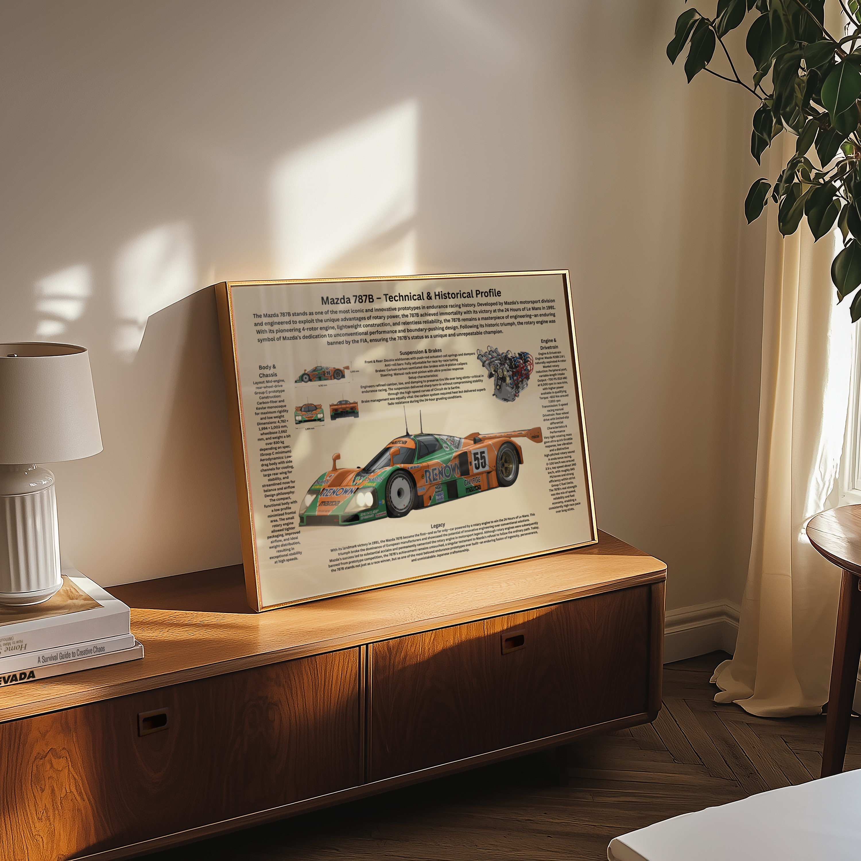 A3 Poster Klassisk Le Mans-Prototyp – Teknisk Motorsportillustration