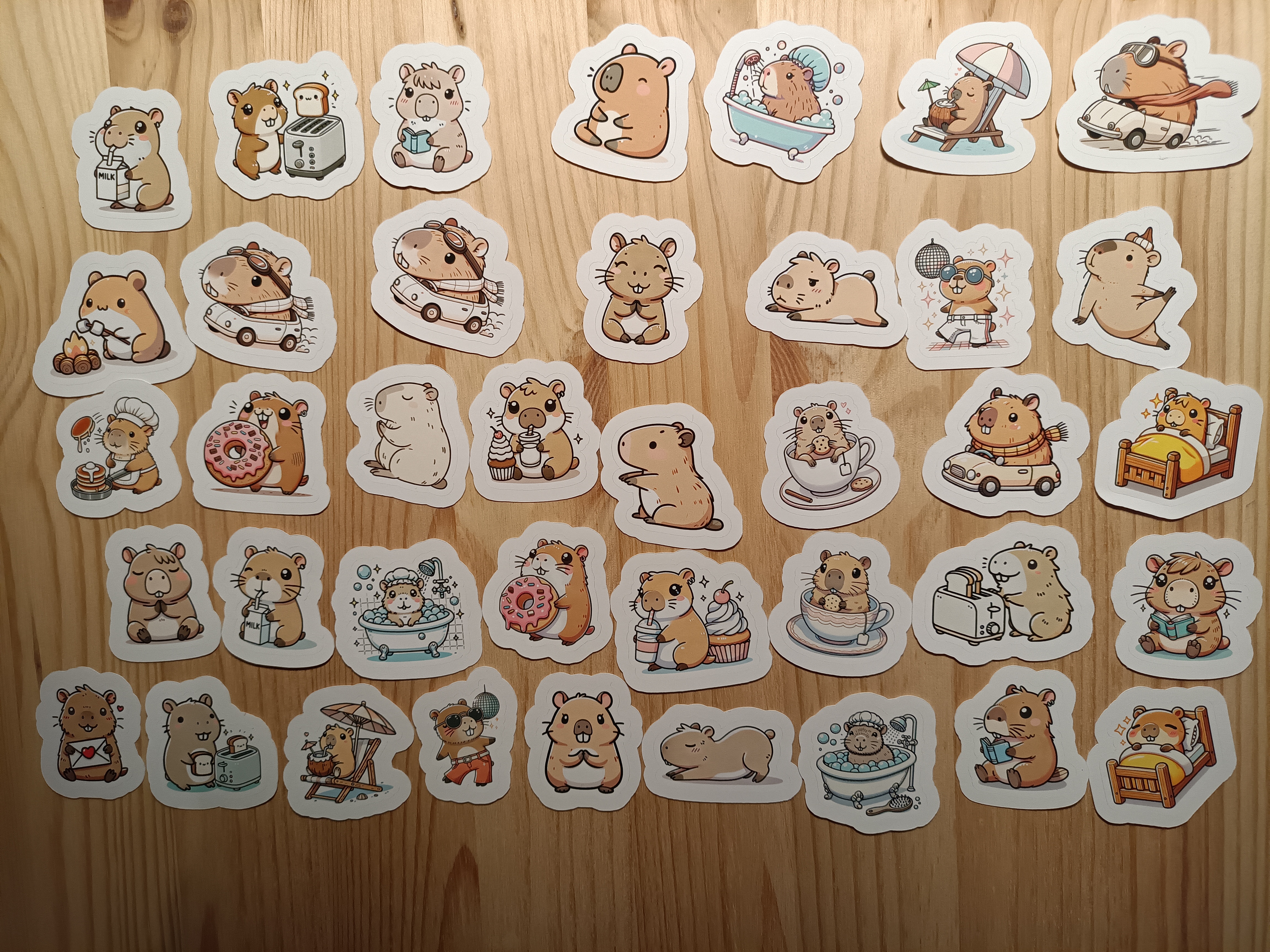 Söta klistermärken med kapybara - 83 st.