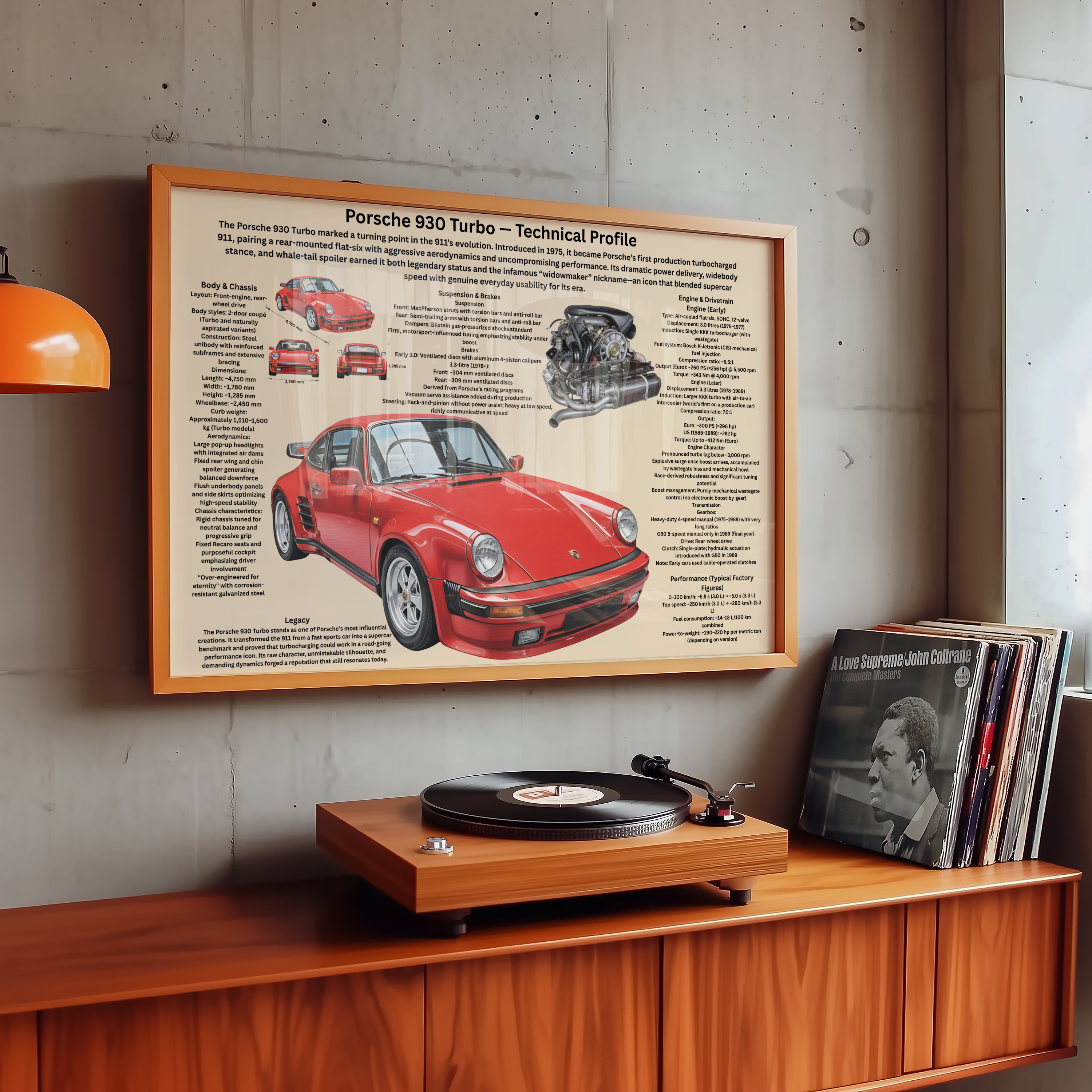 A3 Poster Klassisk Sportbil – Teknisk Motorsportillustration