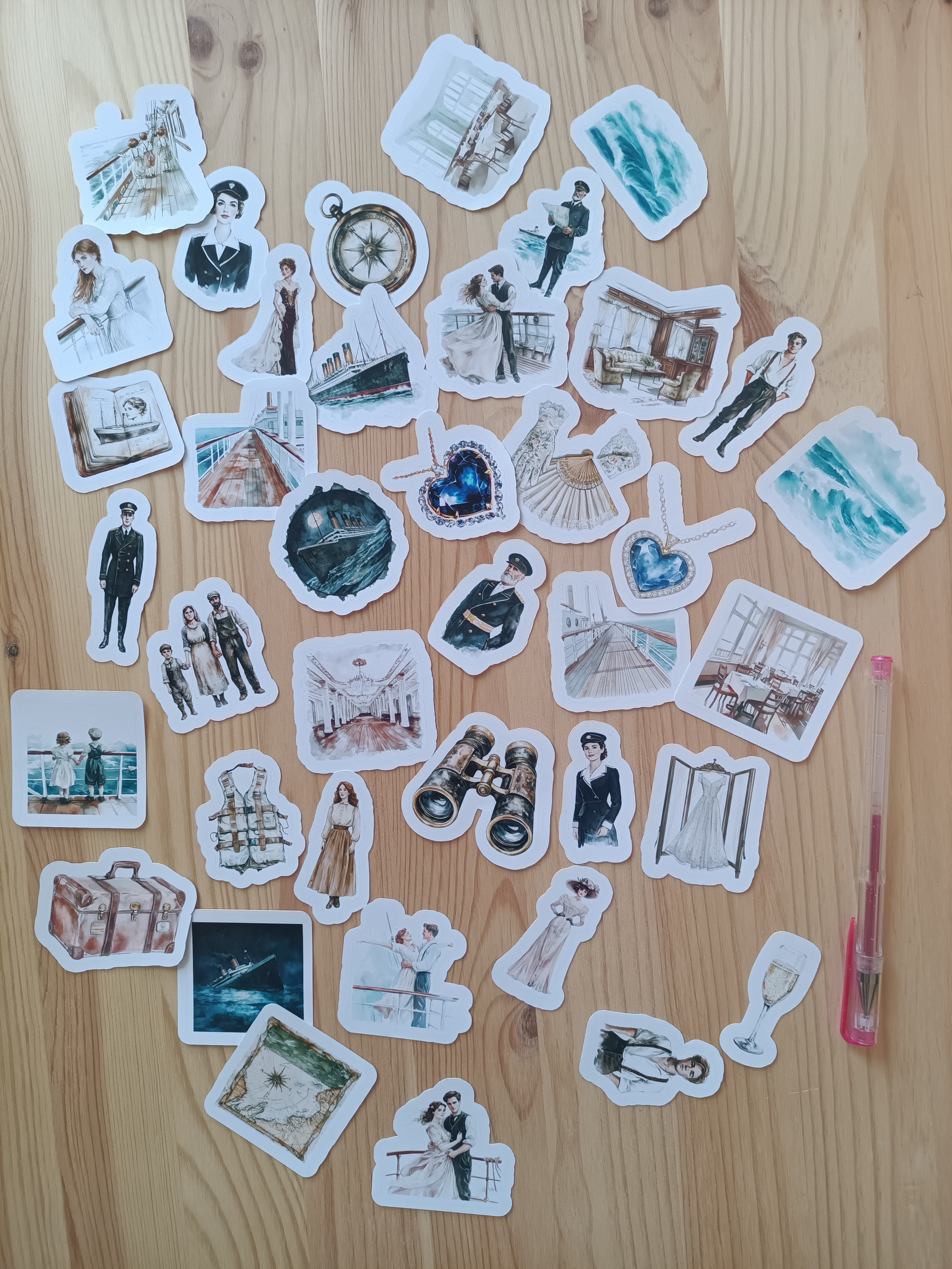 Vintage Titanic klistermärkespaket - 40 st.