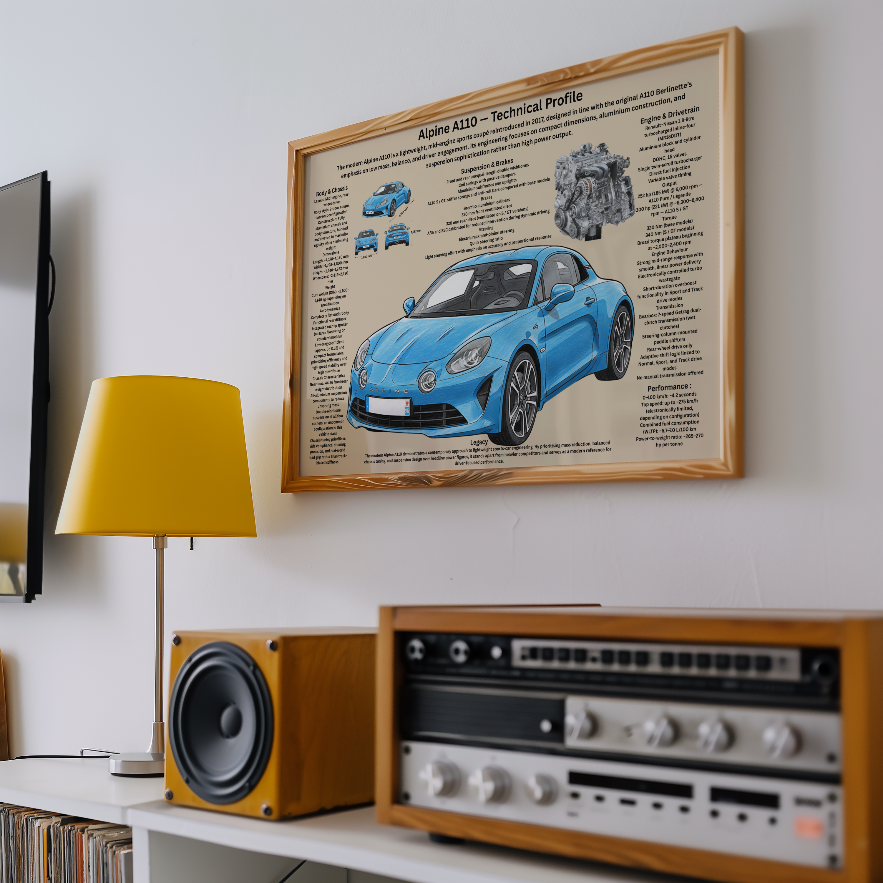 A3 Poster Sportbil – Teknisk Motorsportillustration