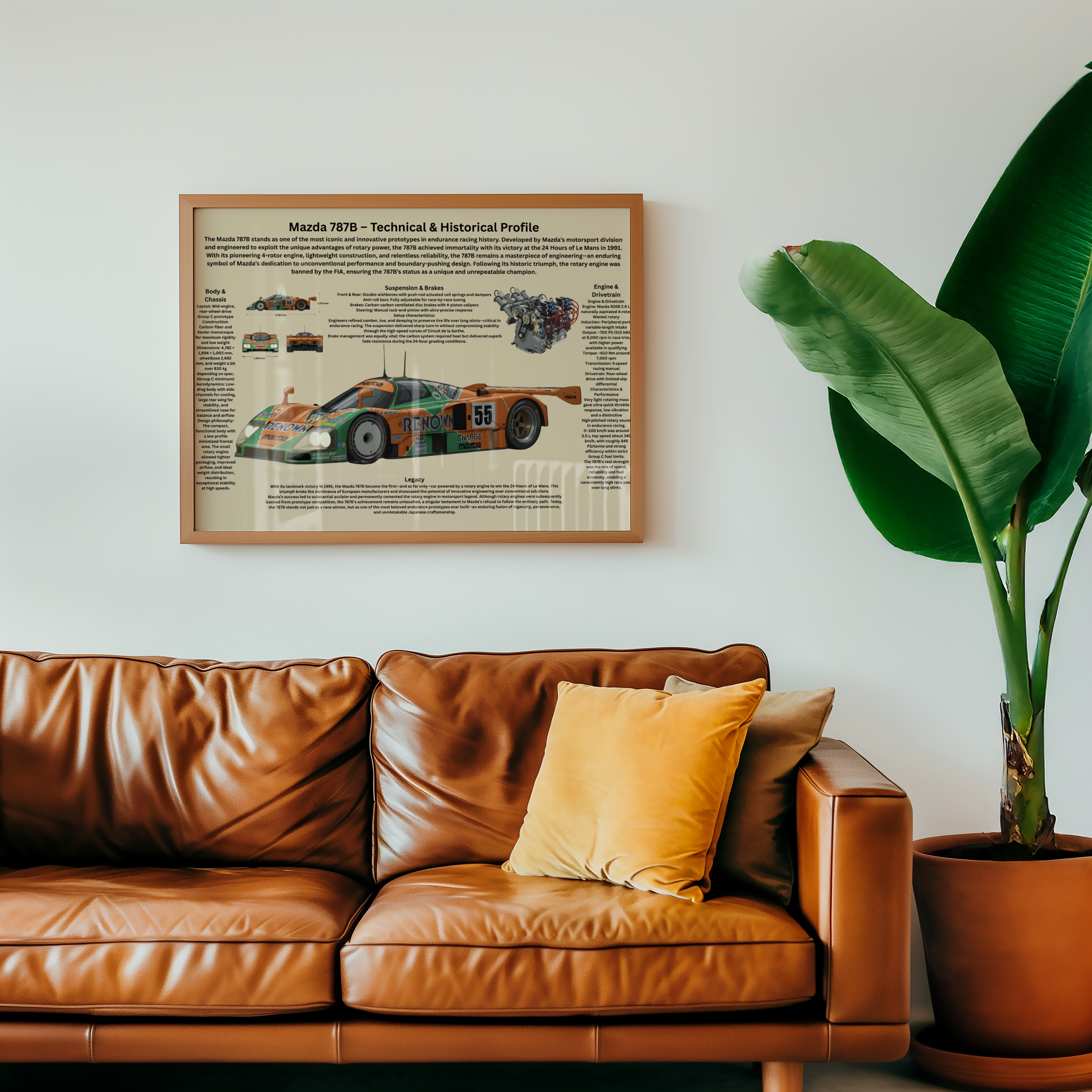 A3 Poster Klassisk Le Mans-Prototyp – Teknisk Motorsportillustration