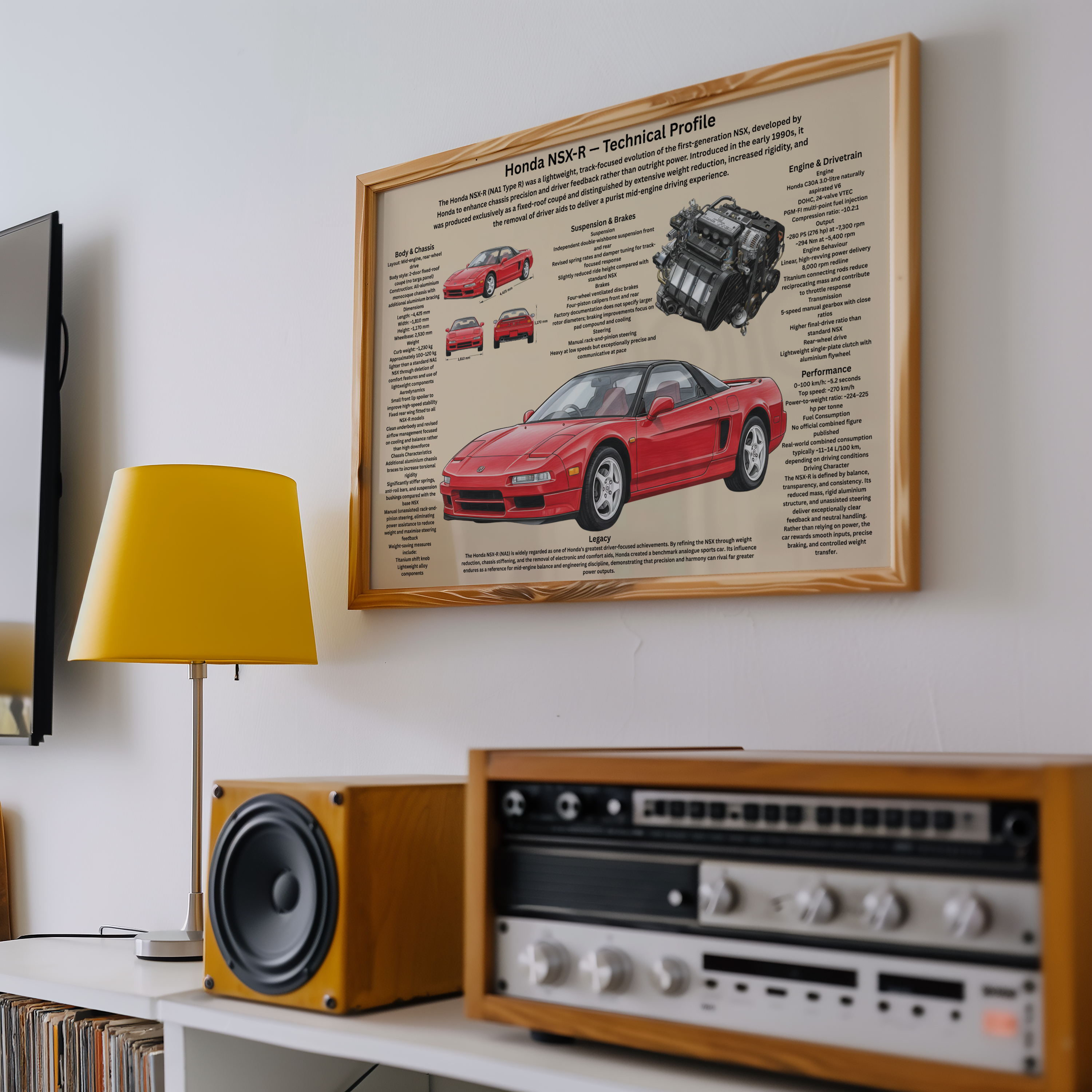 A3 Poster Klassisk Sportbil – Teknisk Motorsportillustration