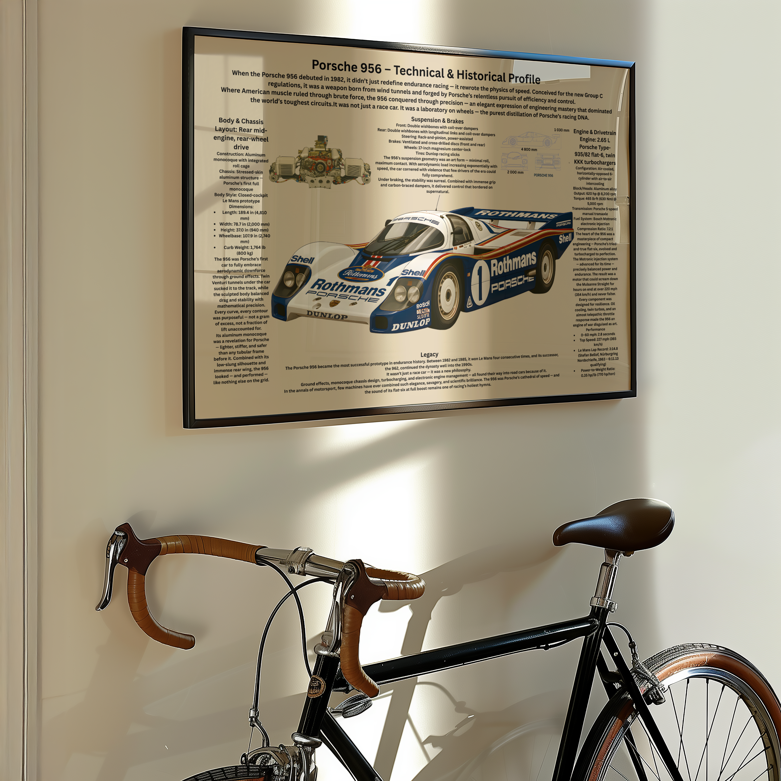 A2 Poster Klassisk Endurance-Racer – Teknisk Motorsportillustration