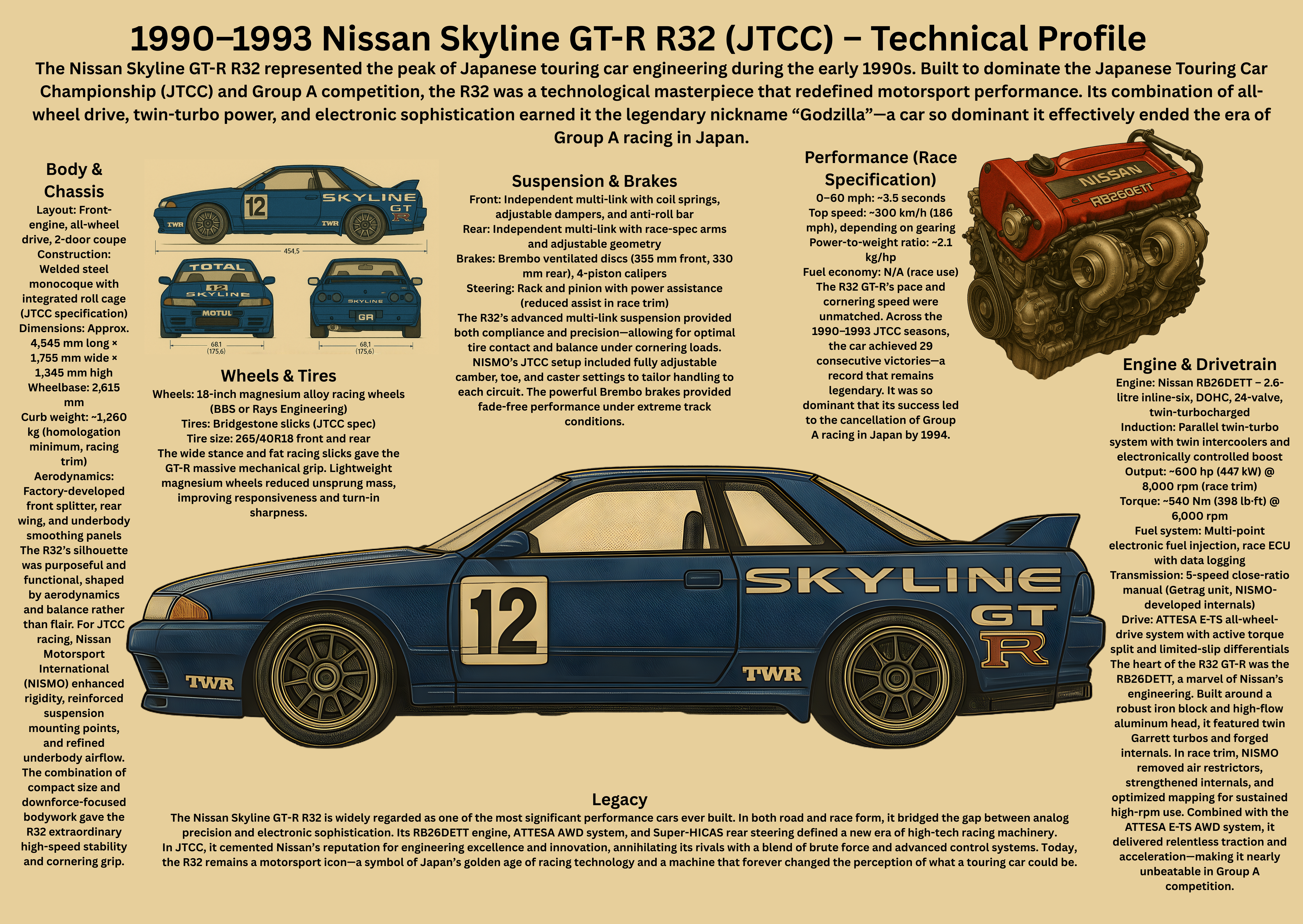 Nissan Skyline GT-R R32 (JTCC) - Affischer A2
