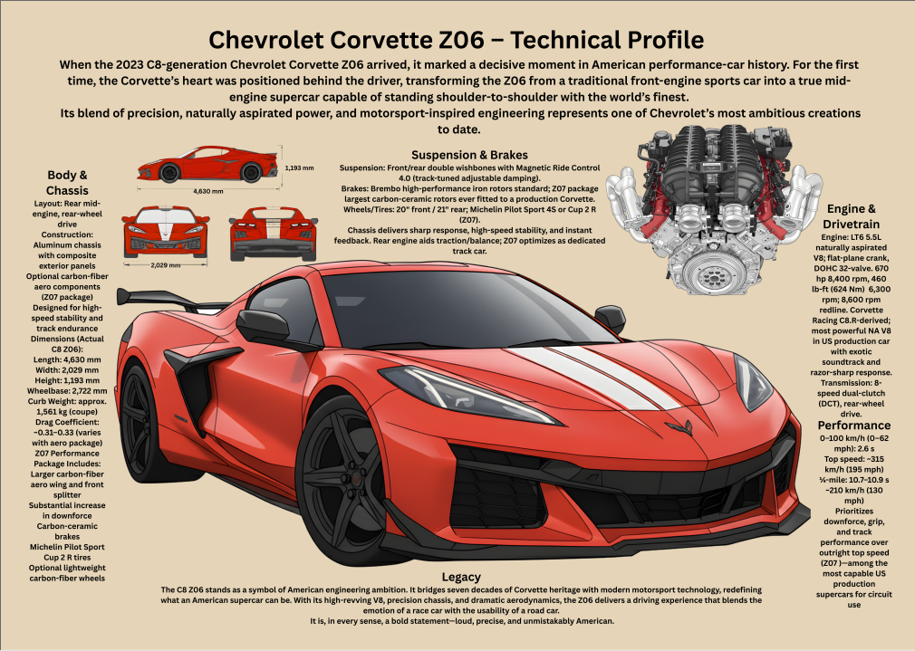 A3 Poster Modern Superbil – Teknisk Prestandaillustration